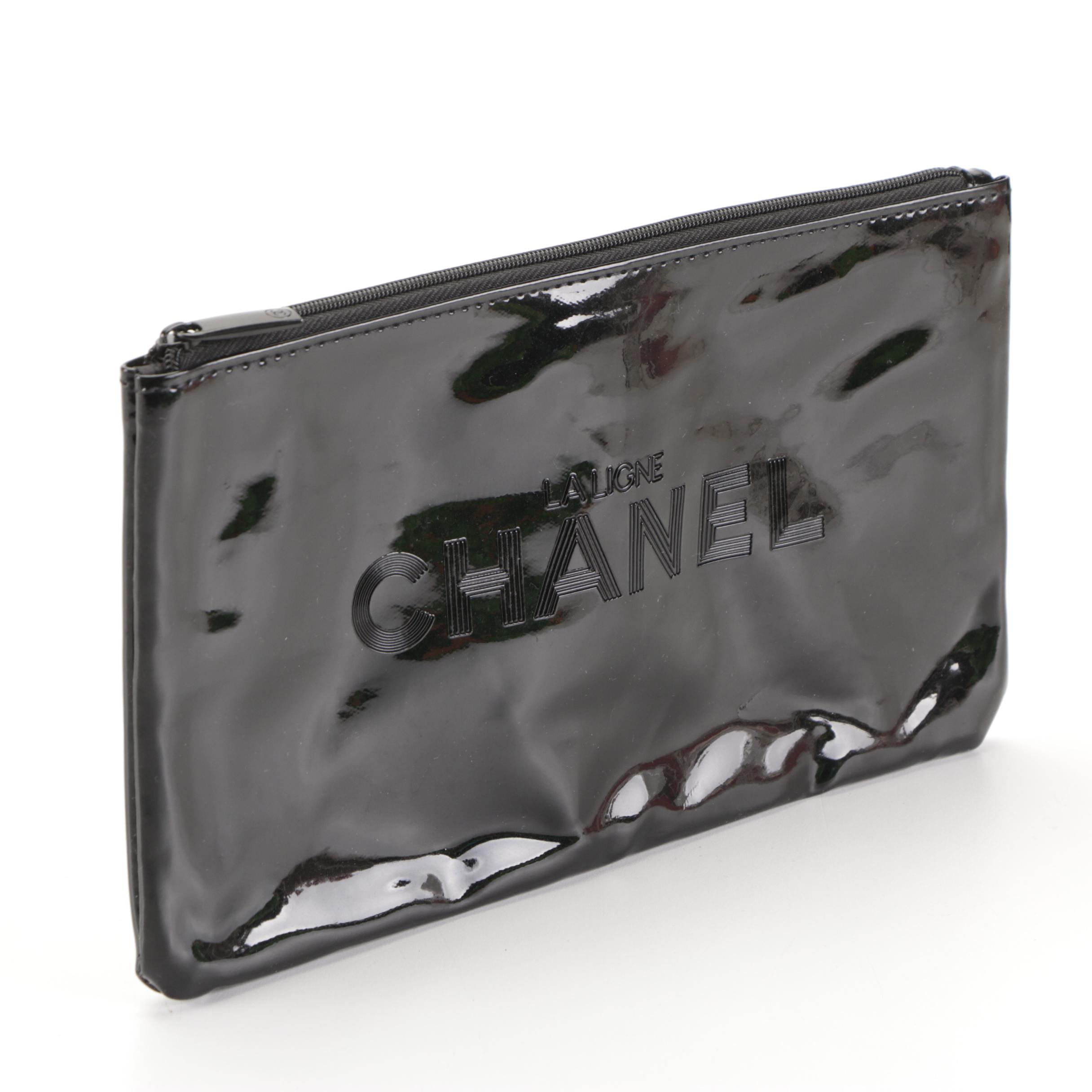 Chanel Beauté Promotional Makeup Pouch in Black PVC with Box