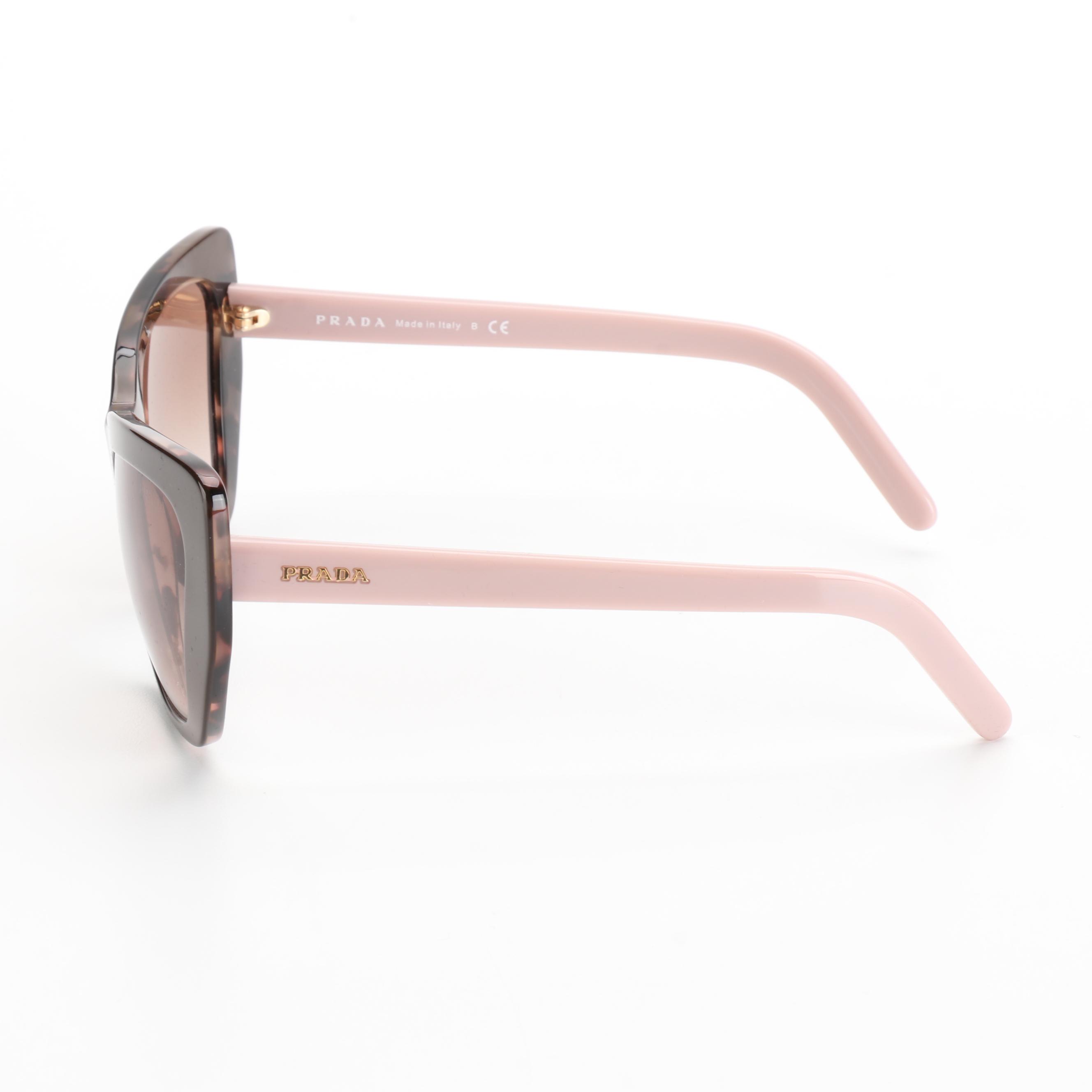 Prada SPR08V Havana Cat Eye Sunglasses with Case and Box