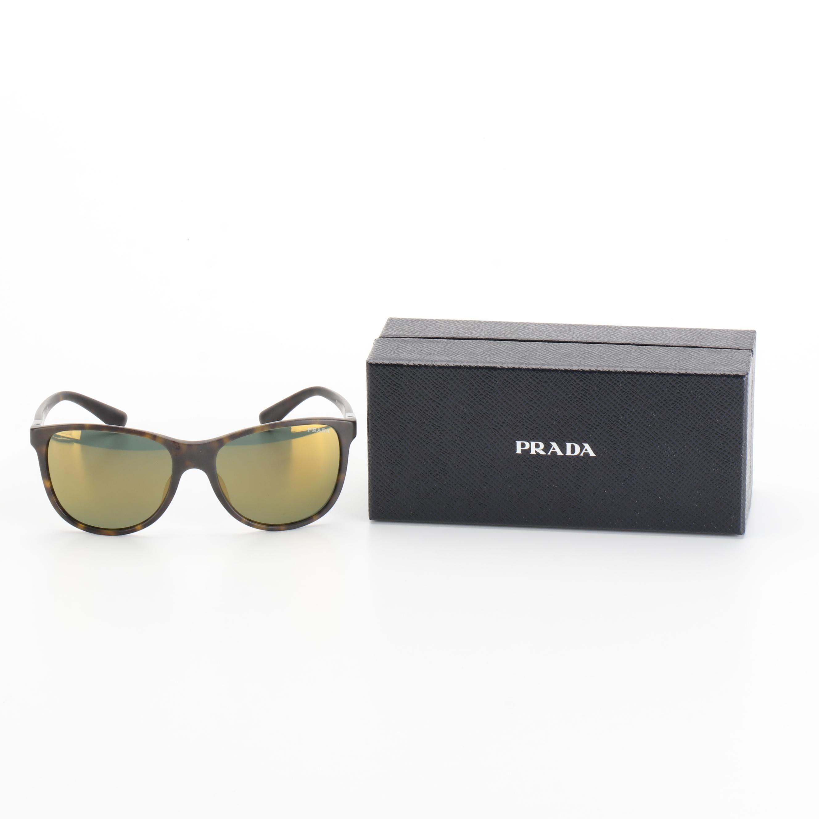 Prada SPR20S-F Matte Havana Sunglasses with Case and Box