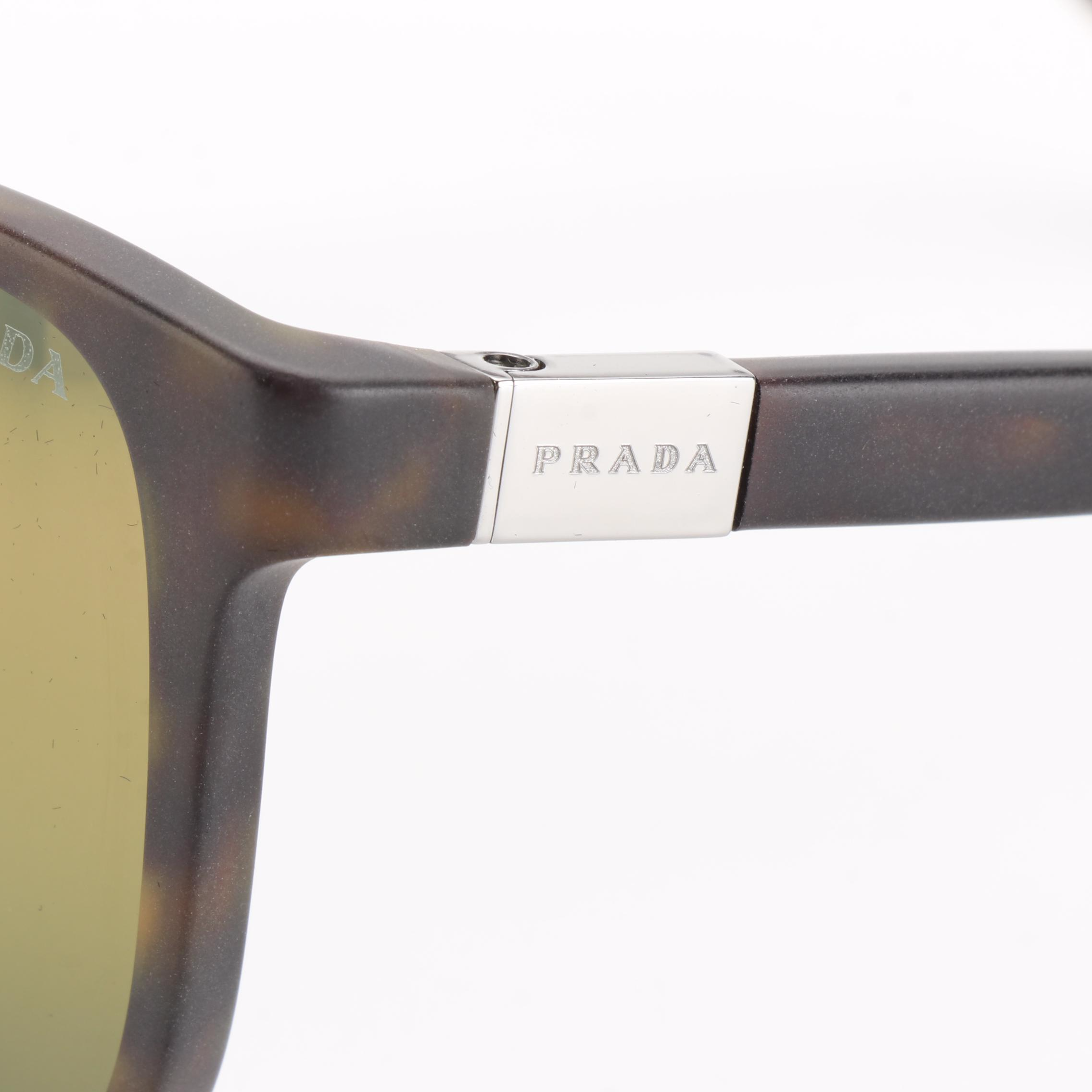 Prada SPR20S-F Matte Havana Sunglasses with Case and Box
