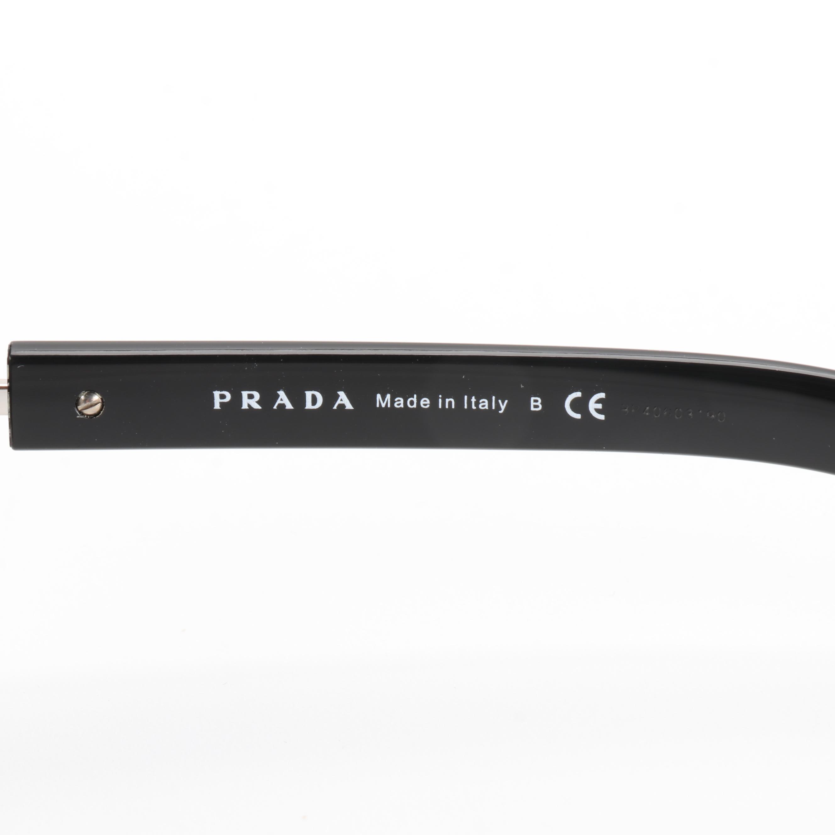 Prada SPR10X Black Round Sunglasses with Case and Box