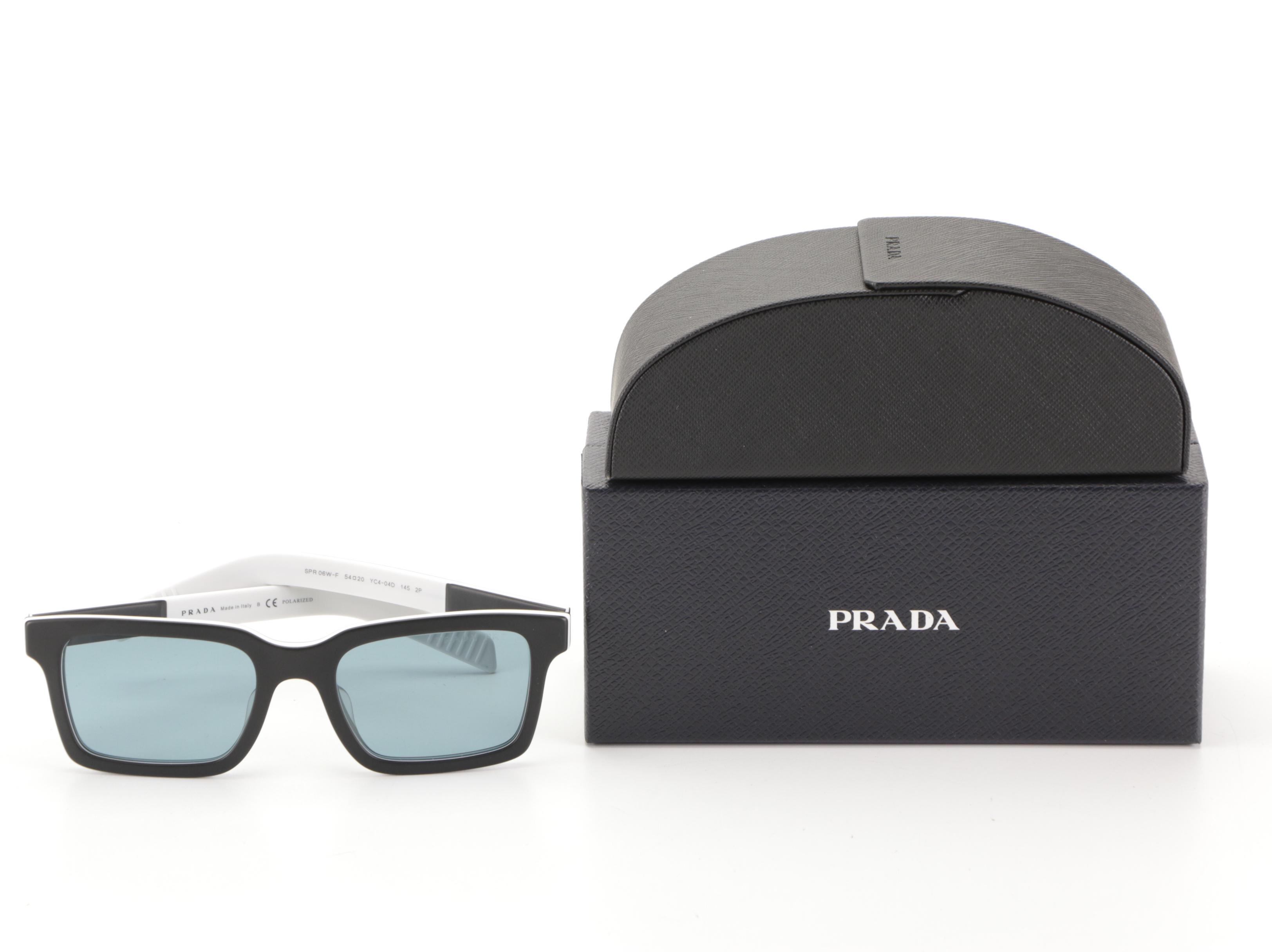 Prada SPR06W Rectangular Polarized Sunglasses with Case