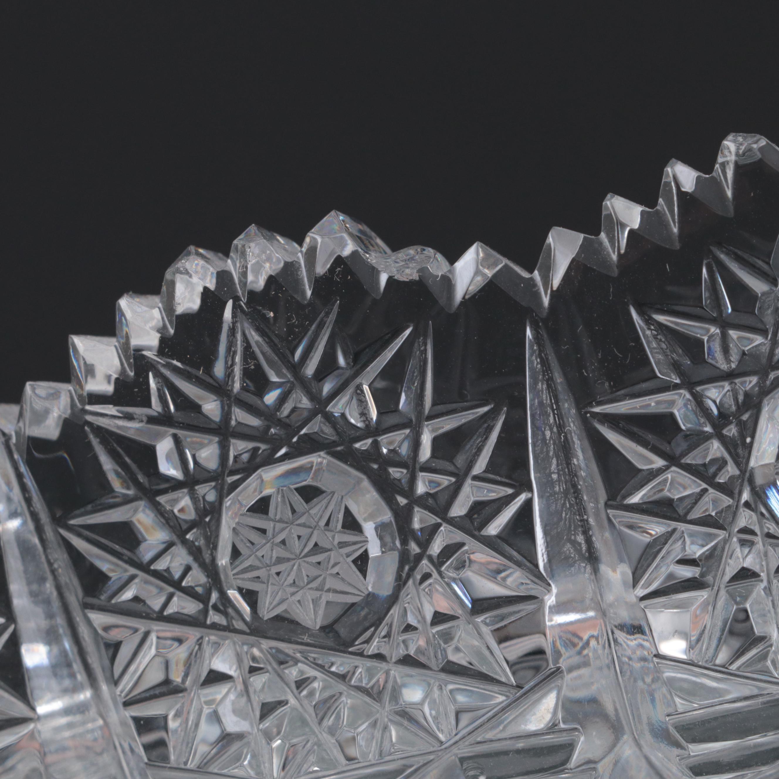 500 PK Cut Czech Crystal Punch Cups and Tray with Lausitzer Lidded Punch Bowl