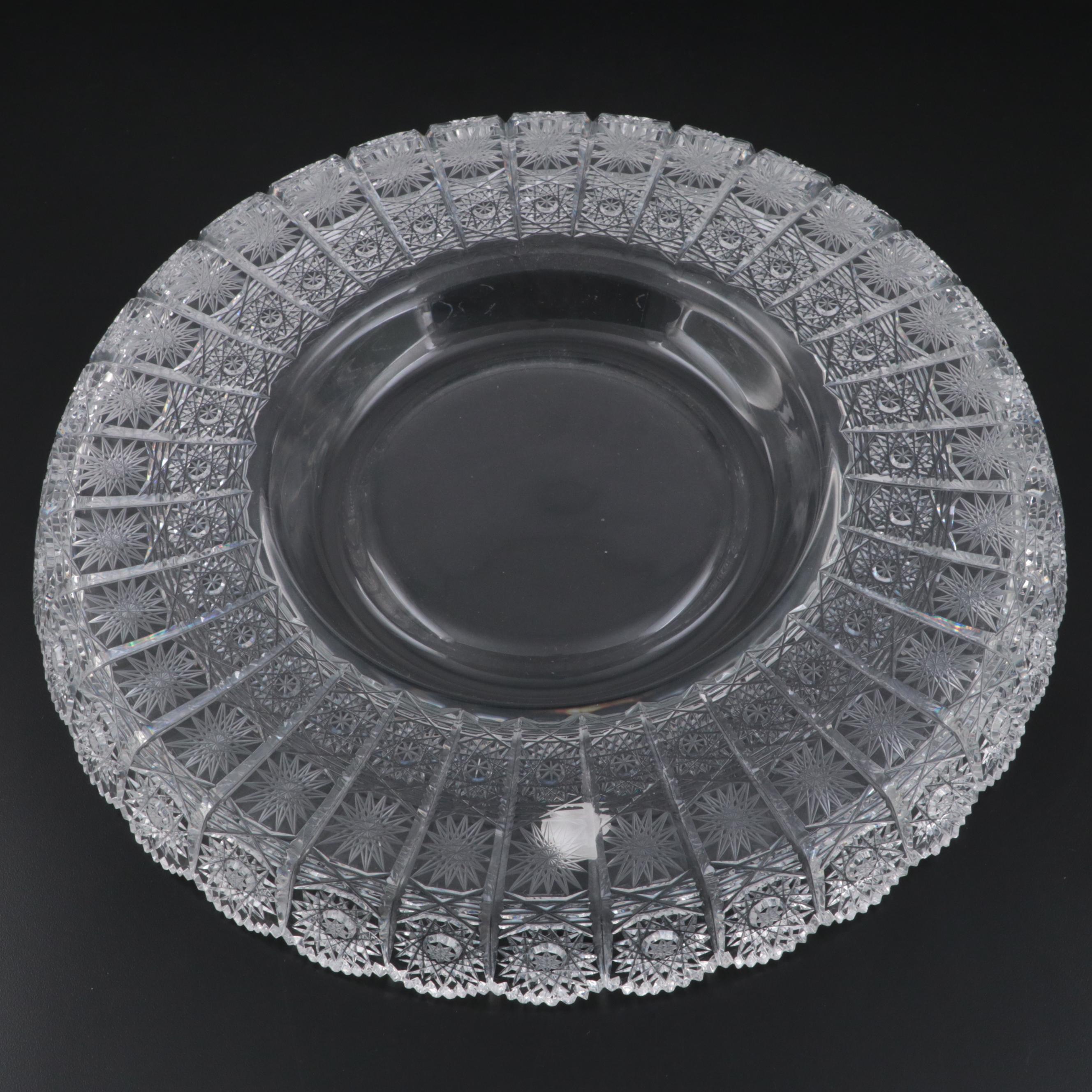 500 PK Cut Czech Crystal Punch Cups and Tray with Lausitzer Lidded Punch Bowl