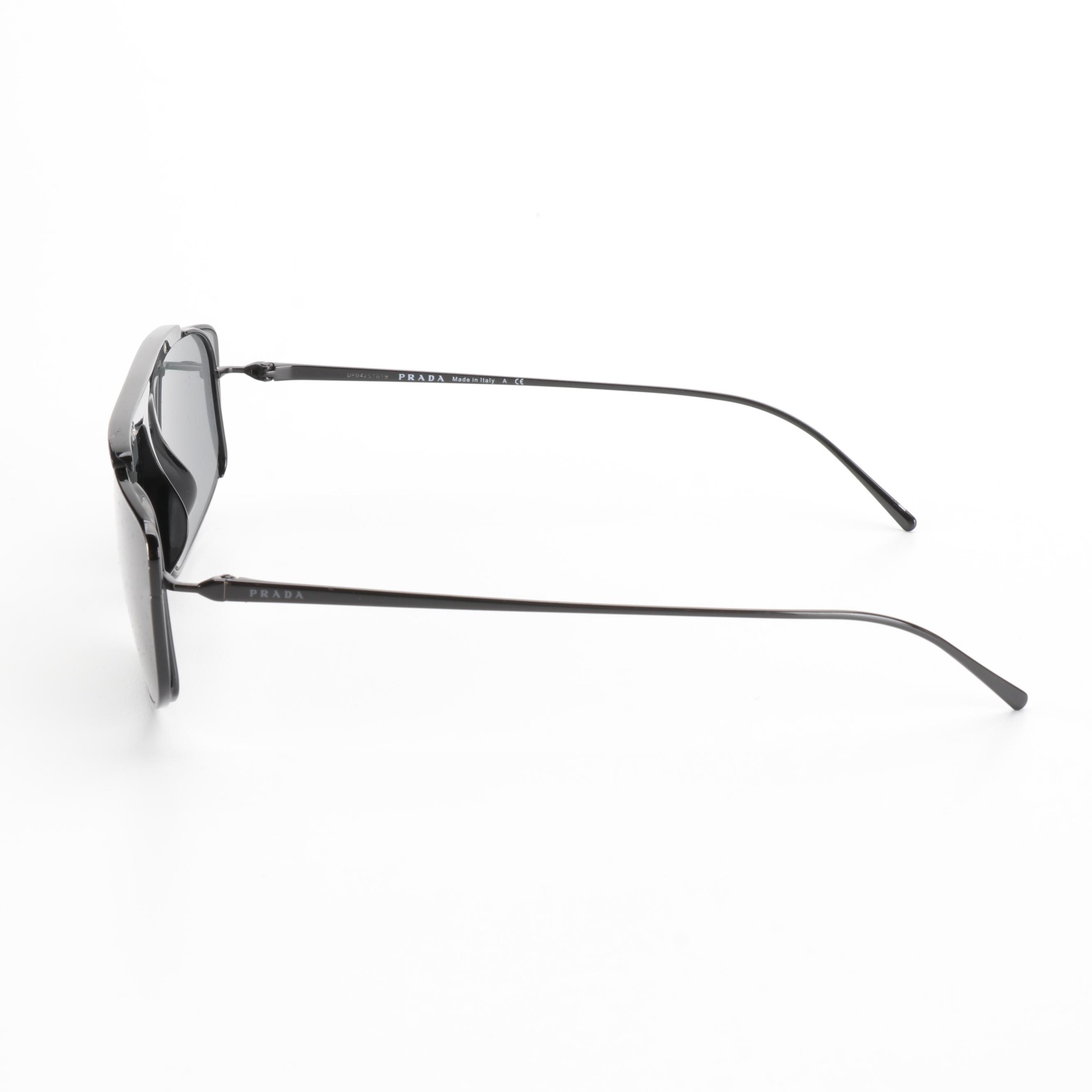 Prada SPR50V Black Metal Sunglasses with Case and Box