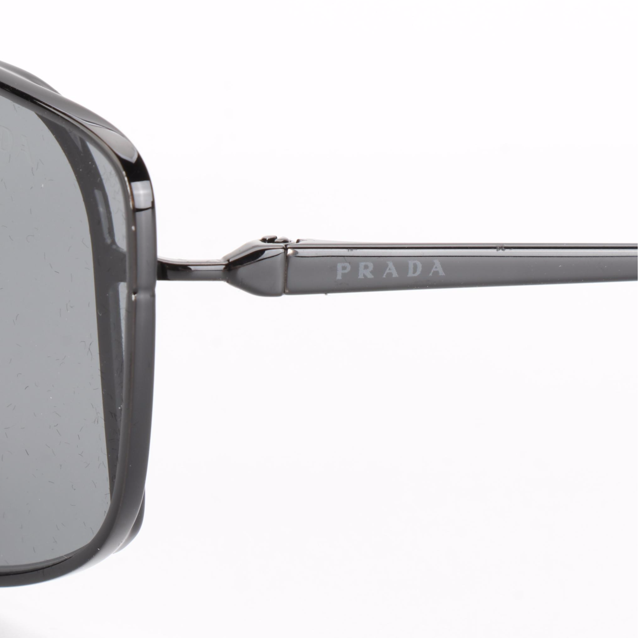 Prada SPR50V Black Metal Sunglasses with Case and Box