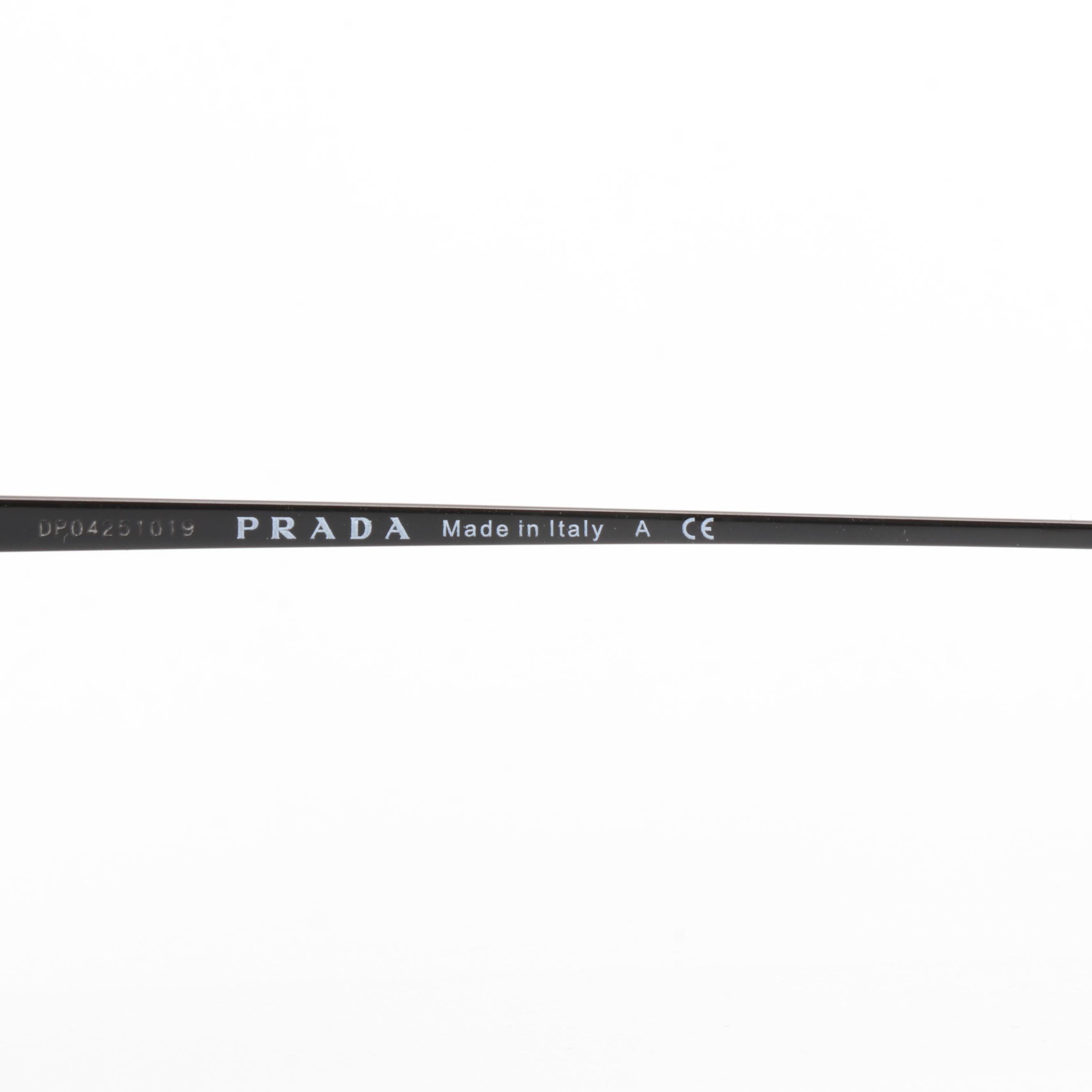 Prada SPR50V Black Metal Sunglasses with Case and Box