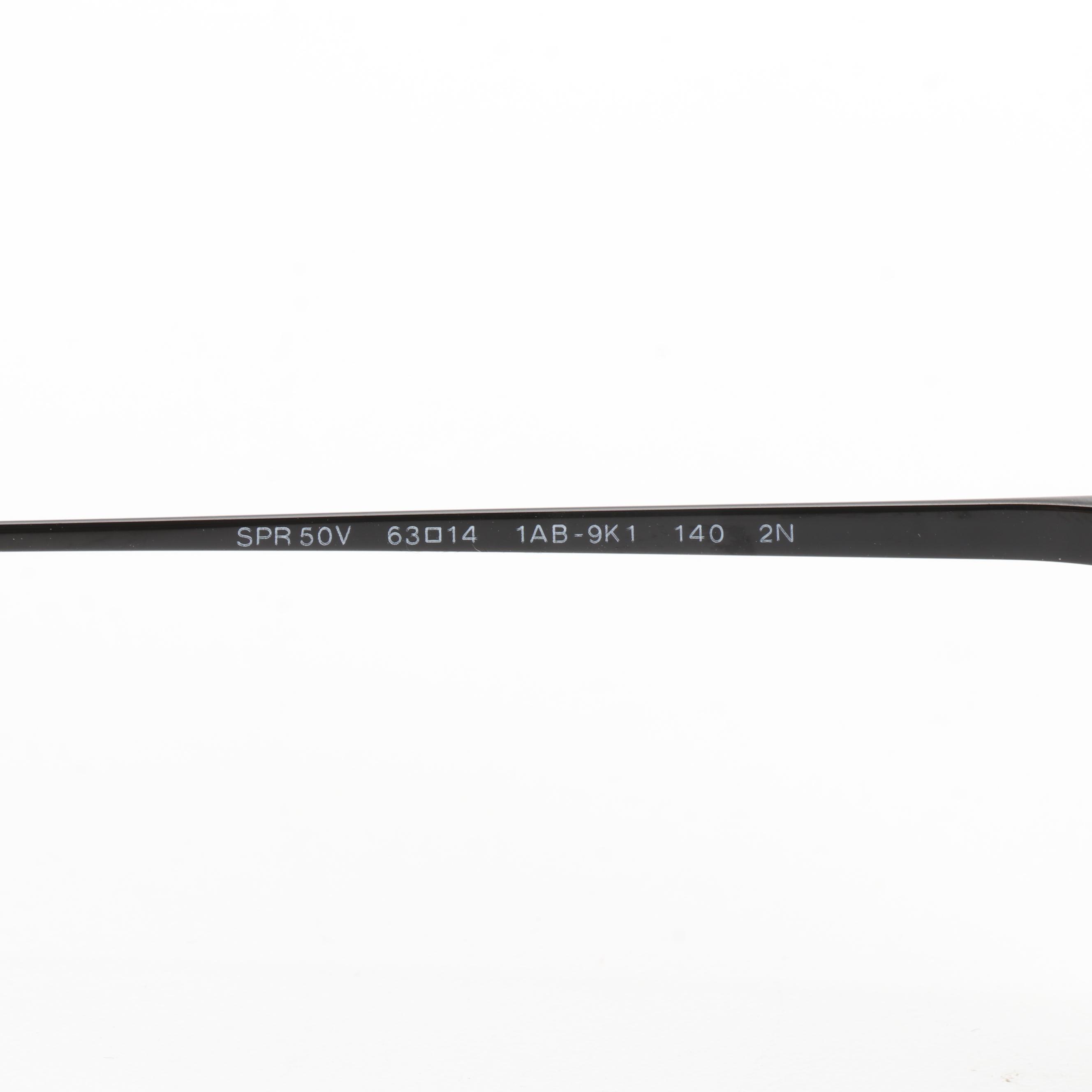 Prada SPR50V Black Metal Sunglasses with Case and Box