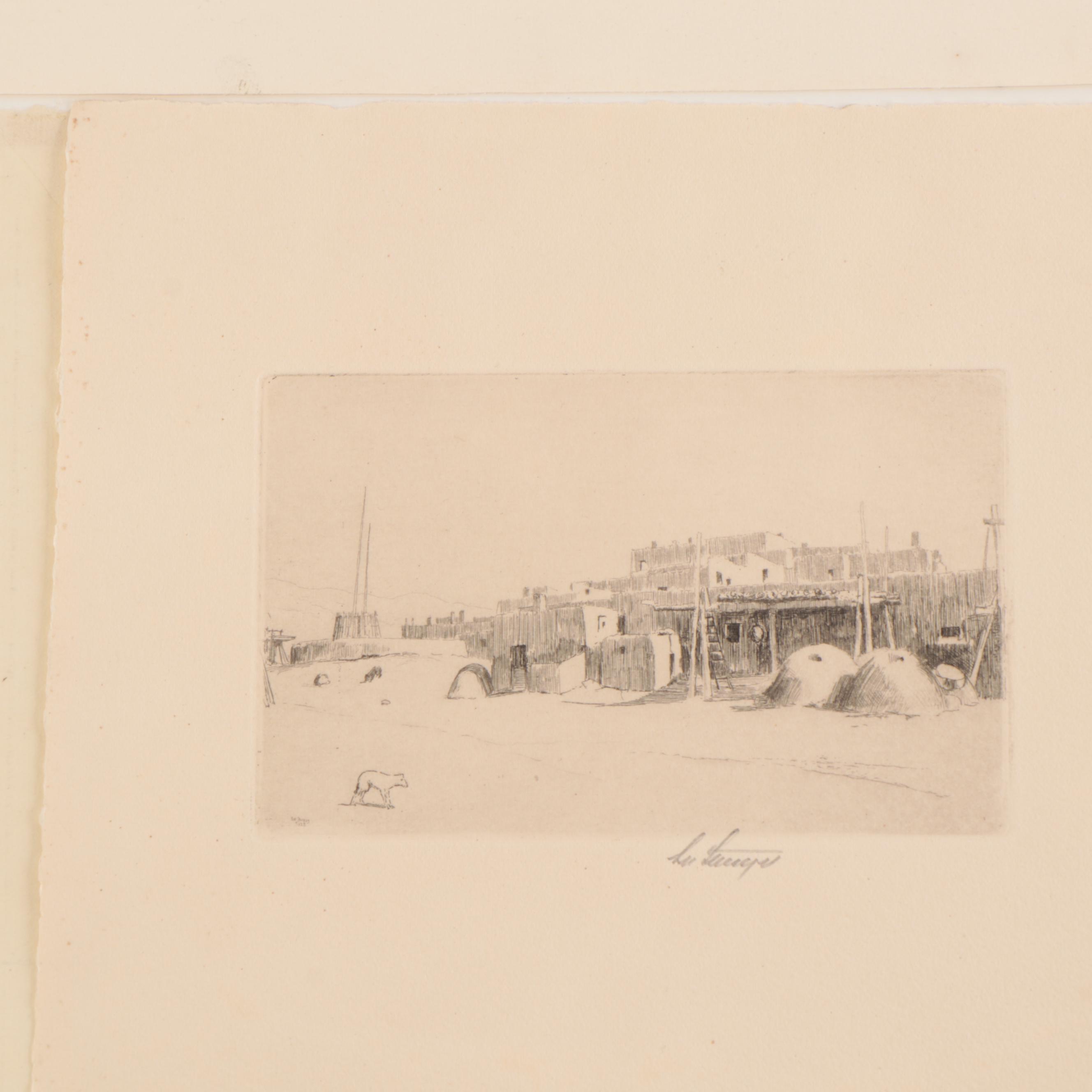 Lee Sturges Southwestern and Mountain Pass Etchings, Circa 1920