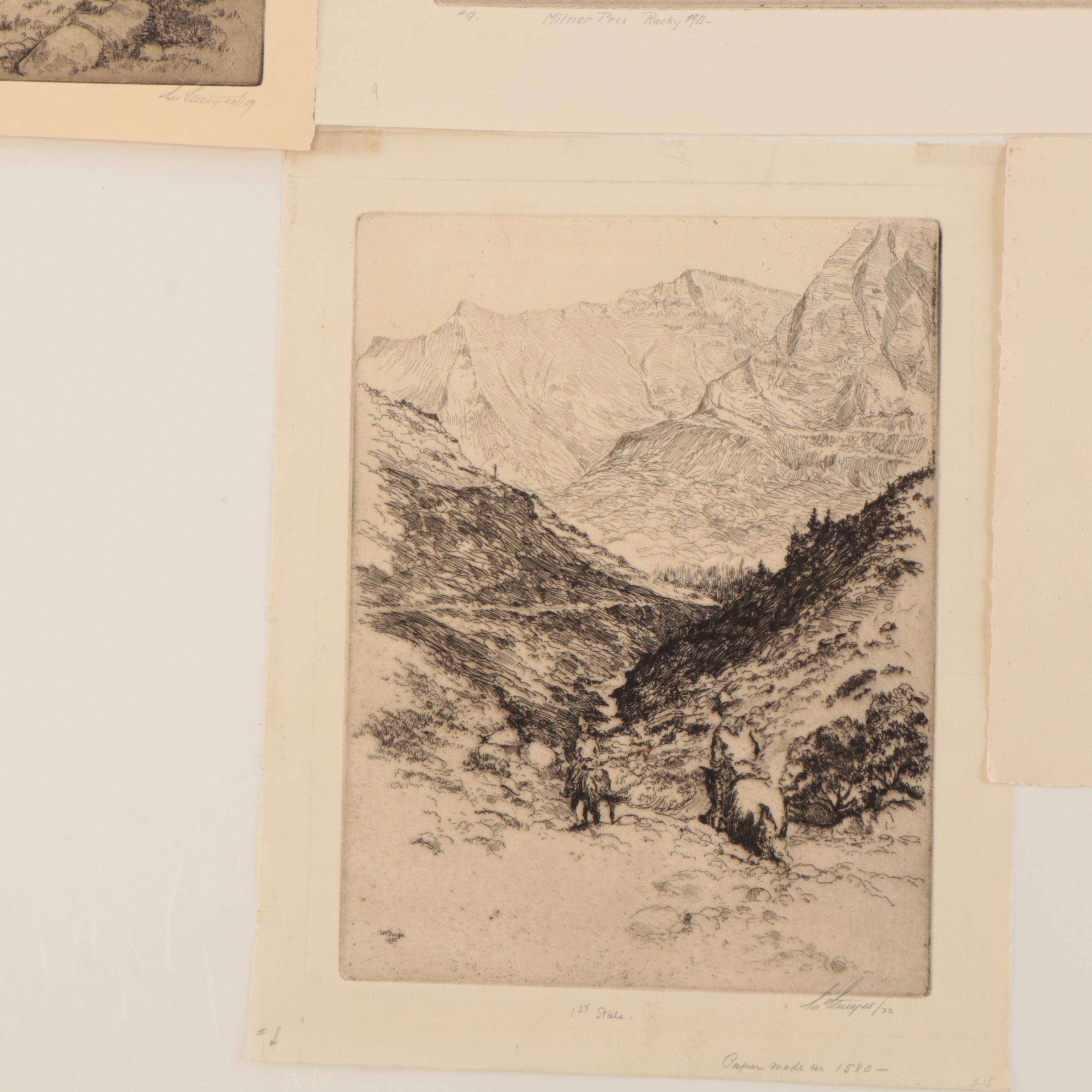 Lee Sturges Southwestern and Mountain Pass Etchings, Circa 1920