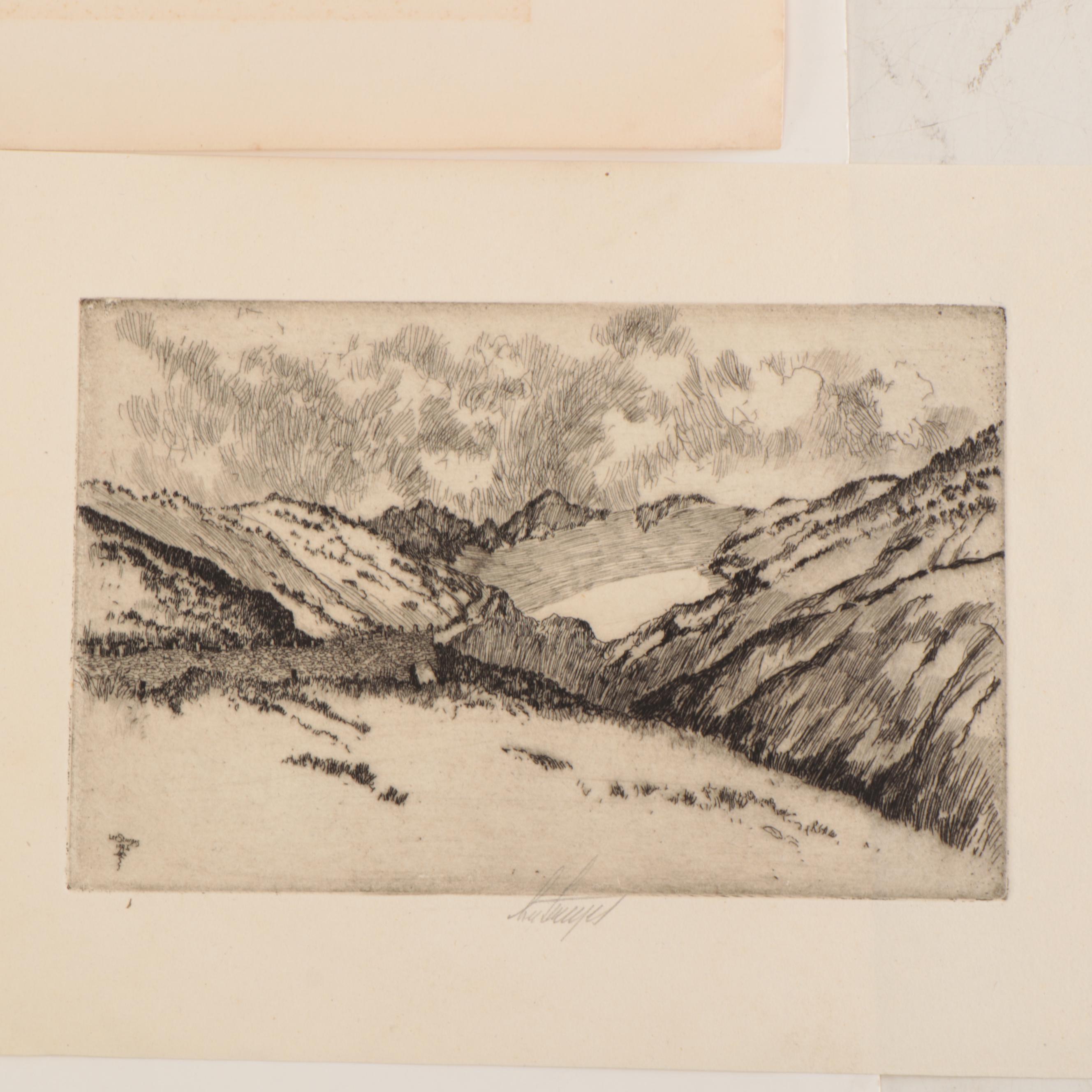 Lee Sturges Mountain Landscape Etchings, Circa 1930