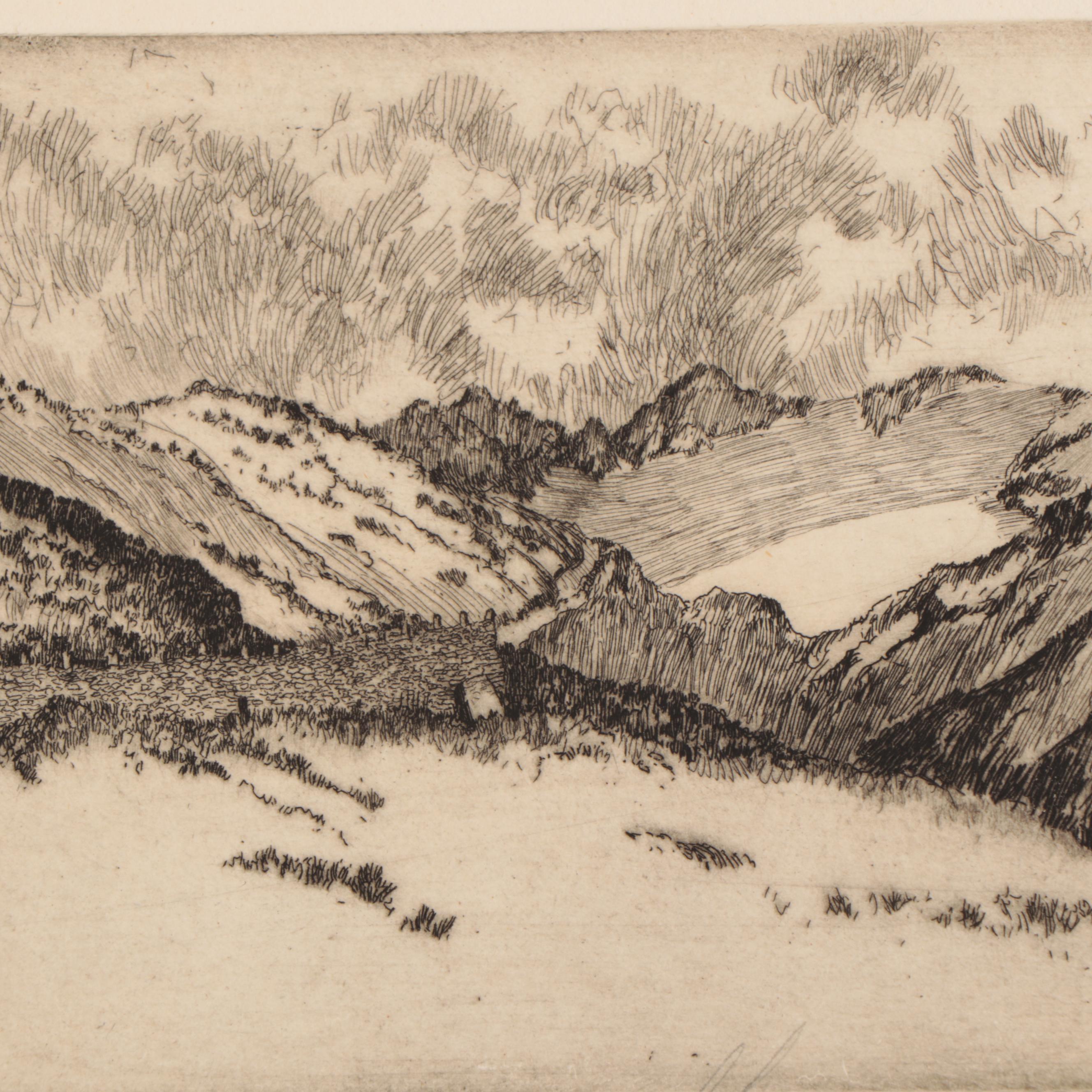 Lee Sturges Mountain Landscape Etchings, Circa 1930