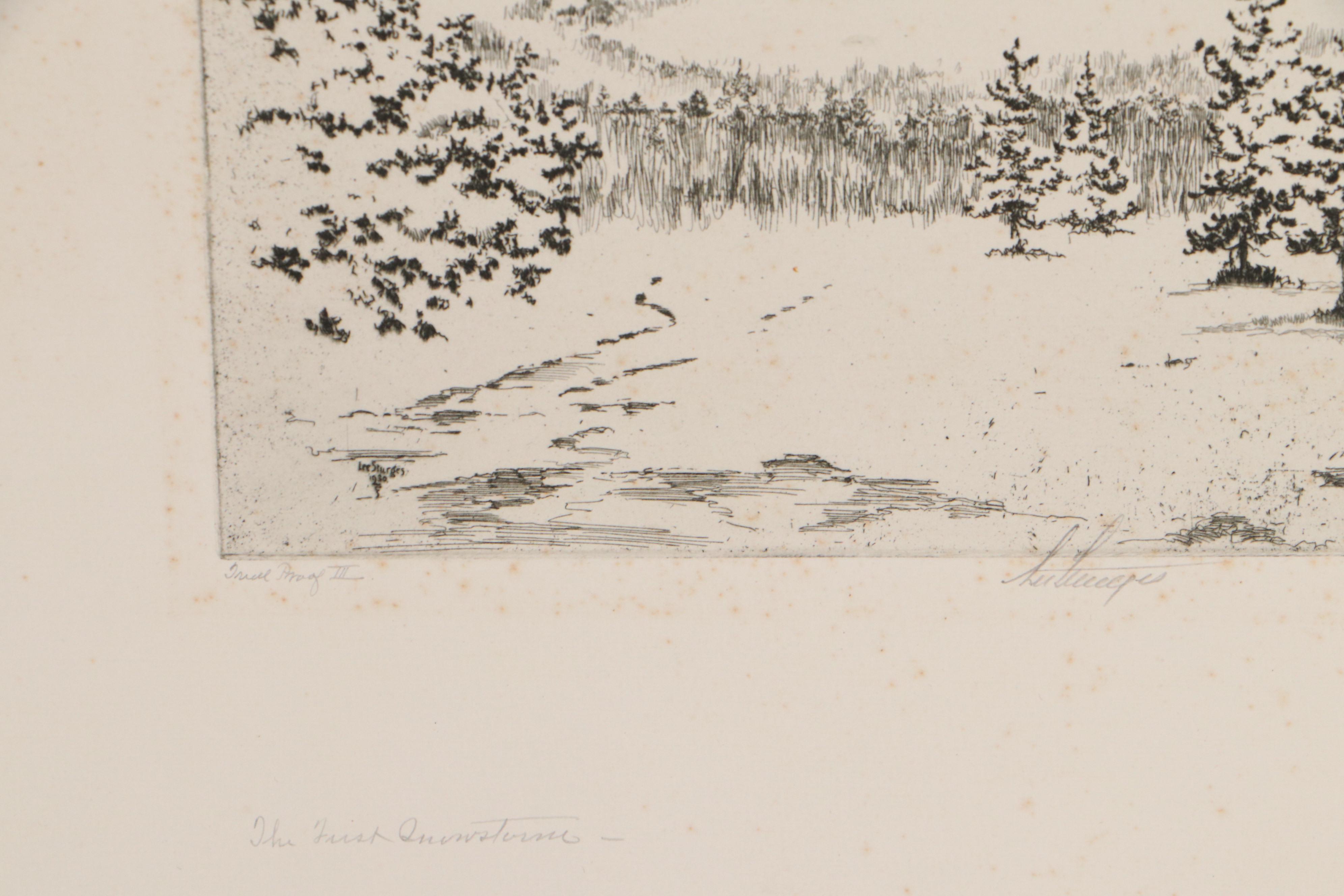 Lee Sturges Landscape Etchings Including "Springtime in Elmhurst"