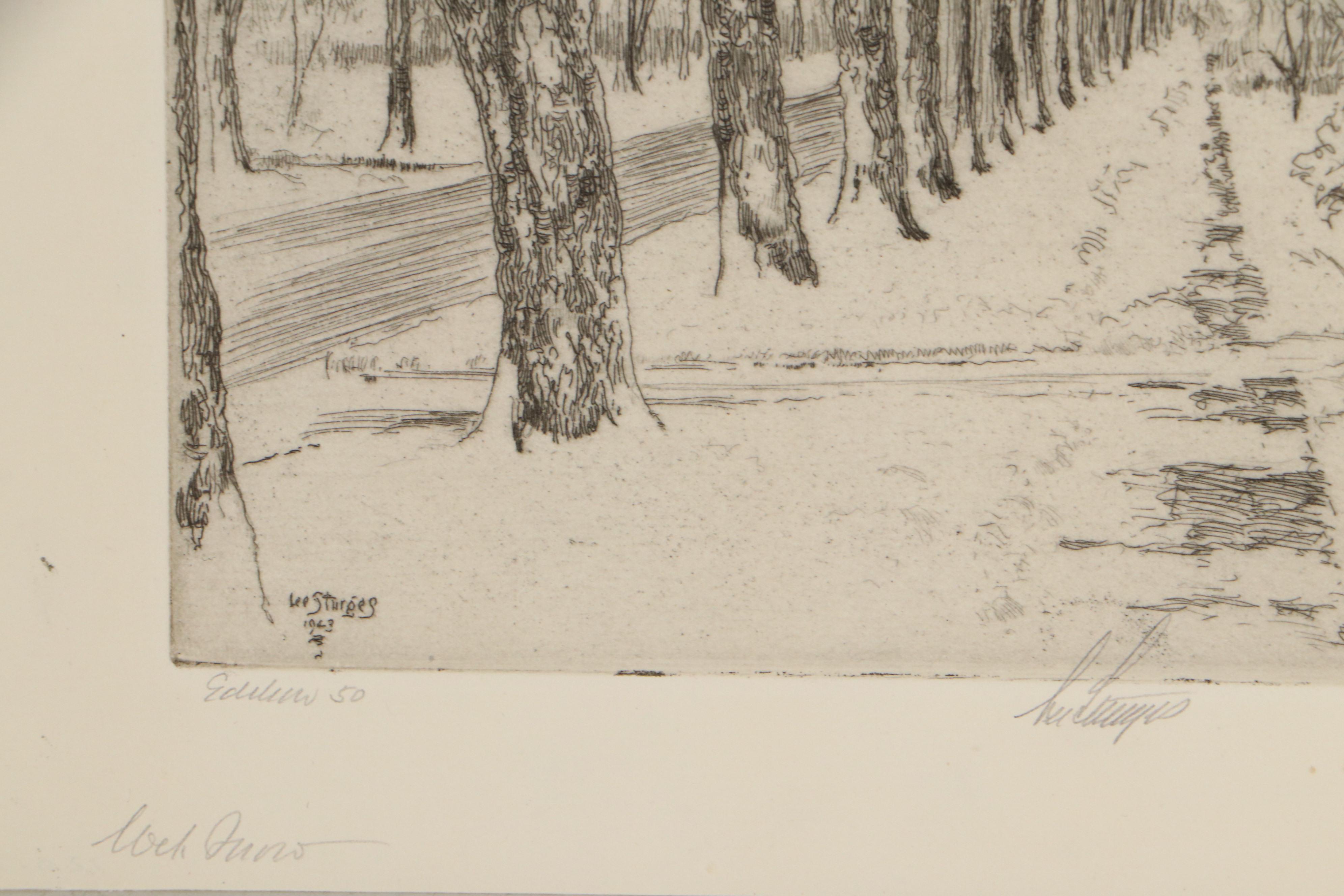 Lee Sturges Landscape Etchings Including "Springtime in Elmhurst"