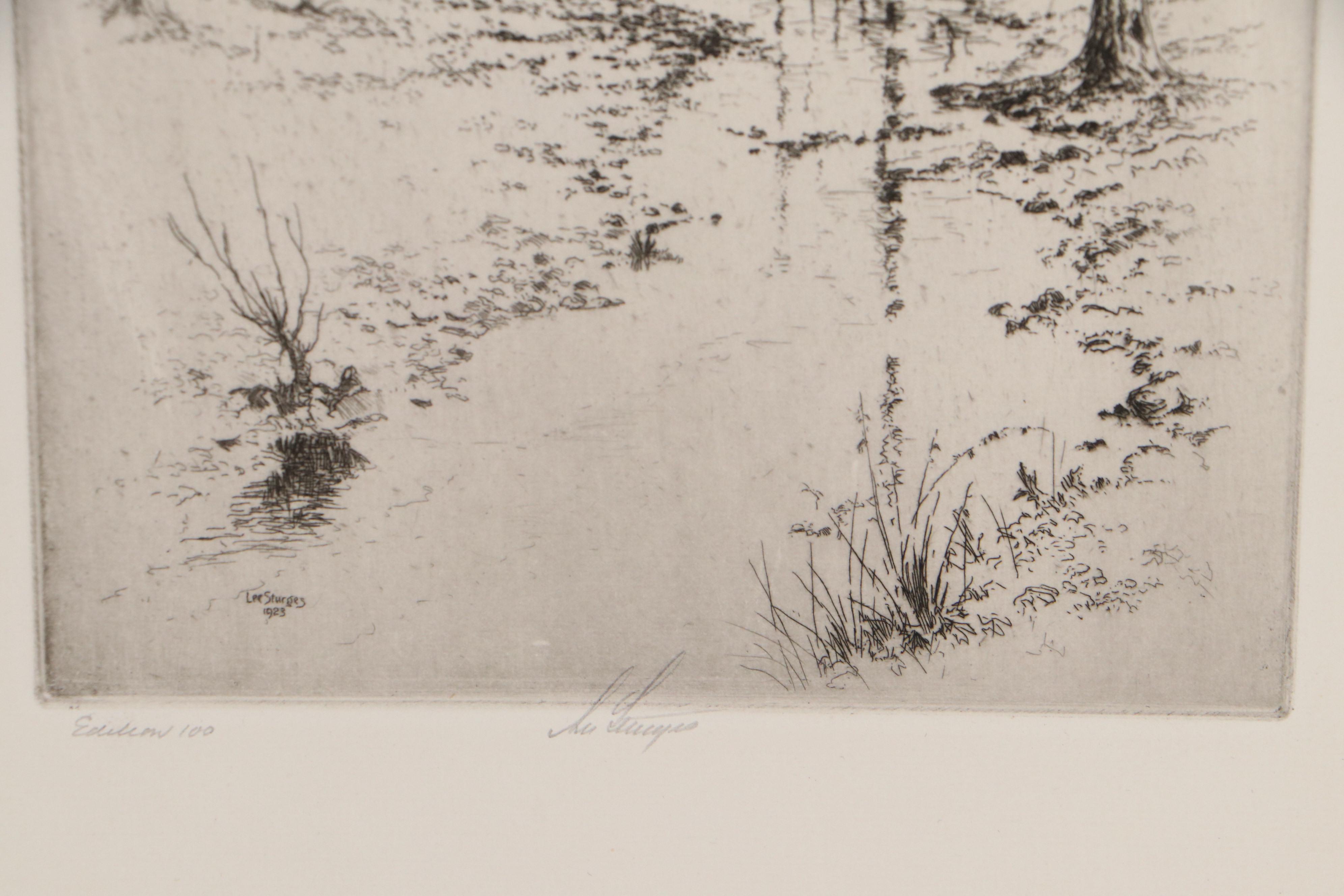 Lee Sturges Landscape Etchings Including "Springtime in Elmhurst"
