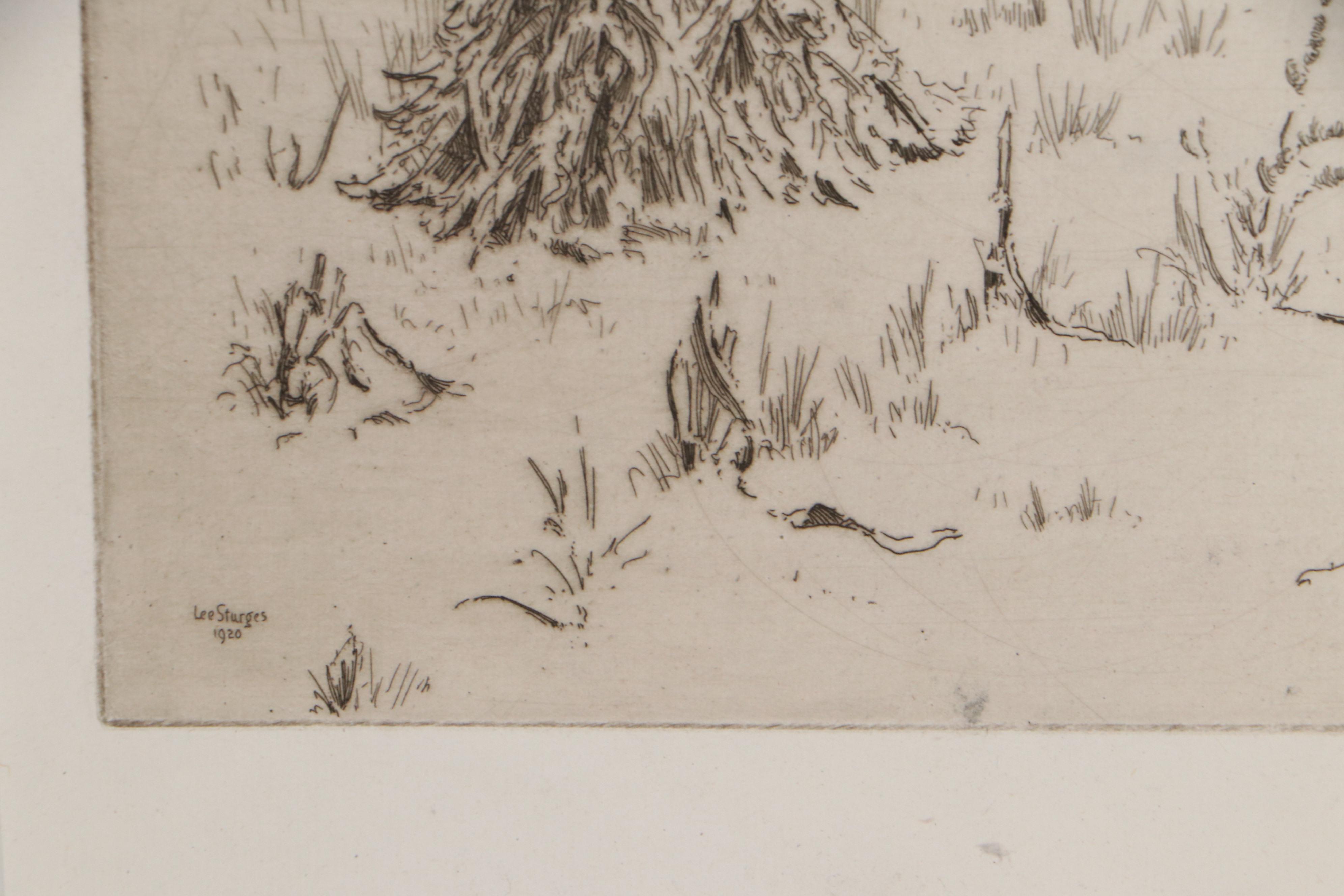 Lee Sturges Landscape Etchings Including "Springtime in Elmhurst"