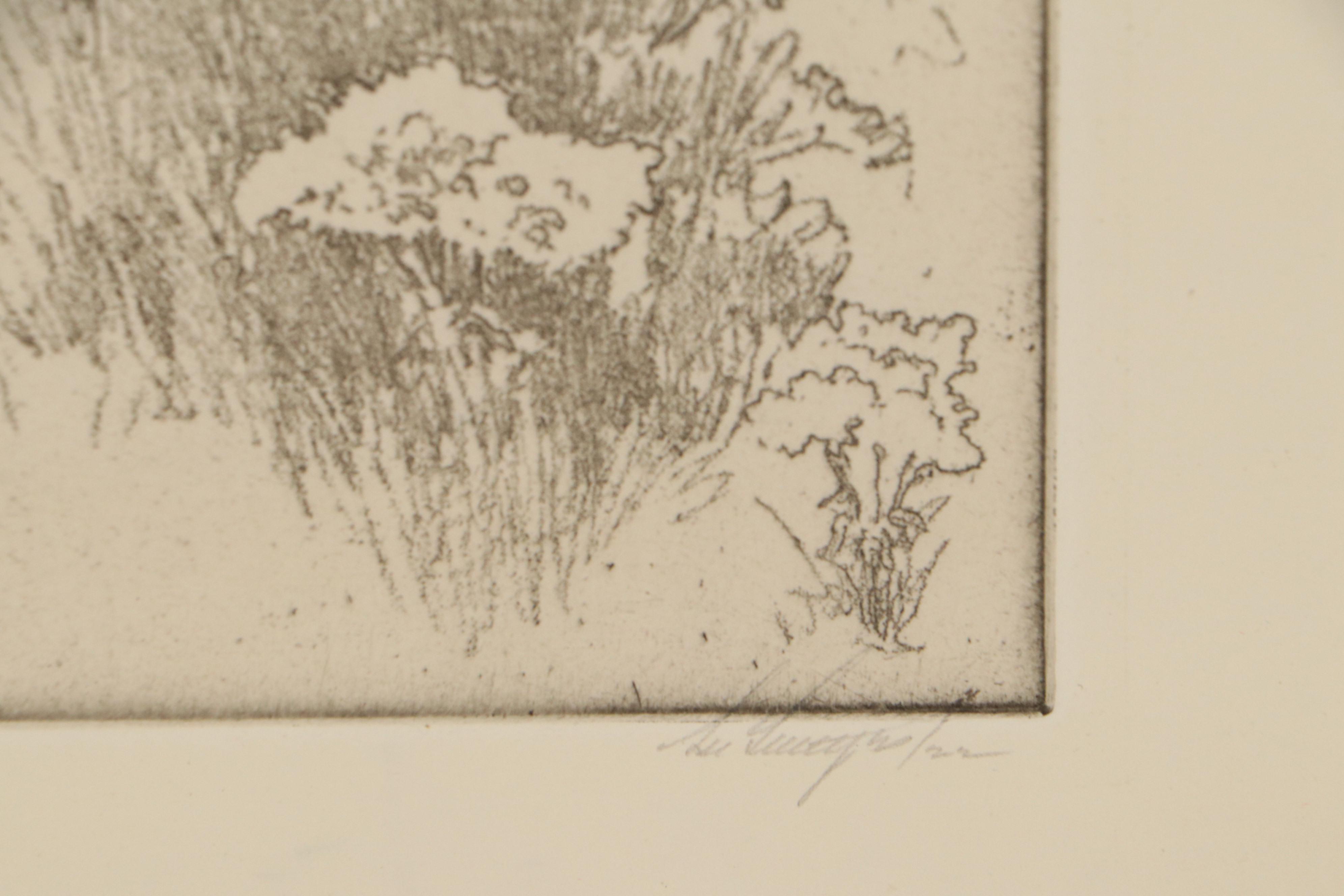 Lee Sturges Landscape Etchings Including "Edge of the Marsh," Early 20th Century