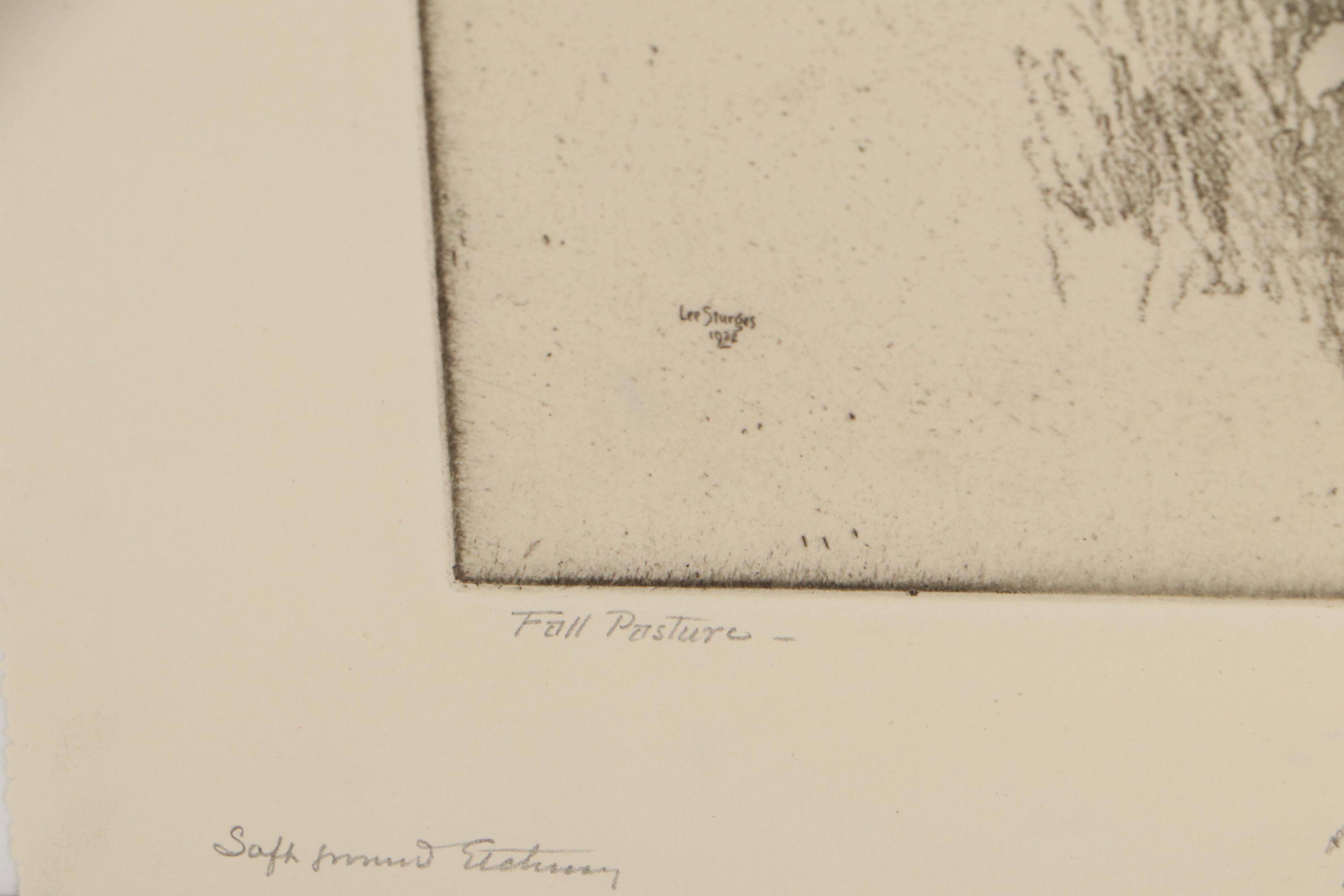 Lee Sturges Landscape Etchings Including "Edge of the Marsh," Early 20th Century