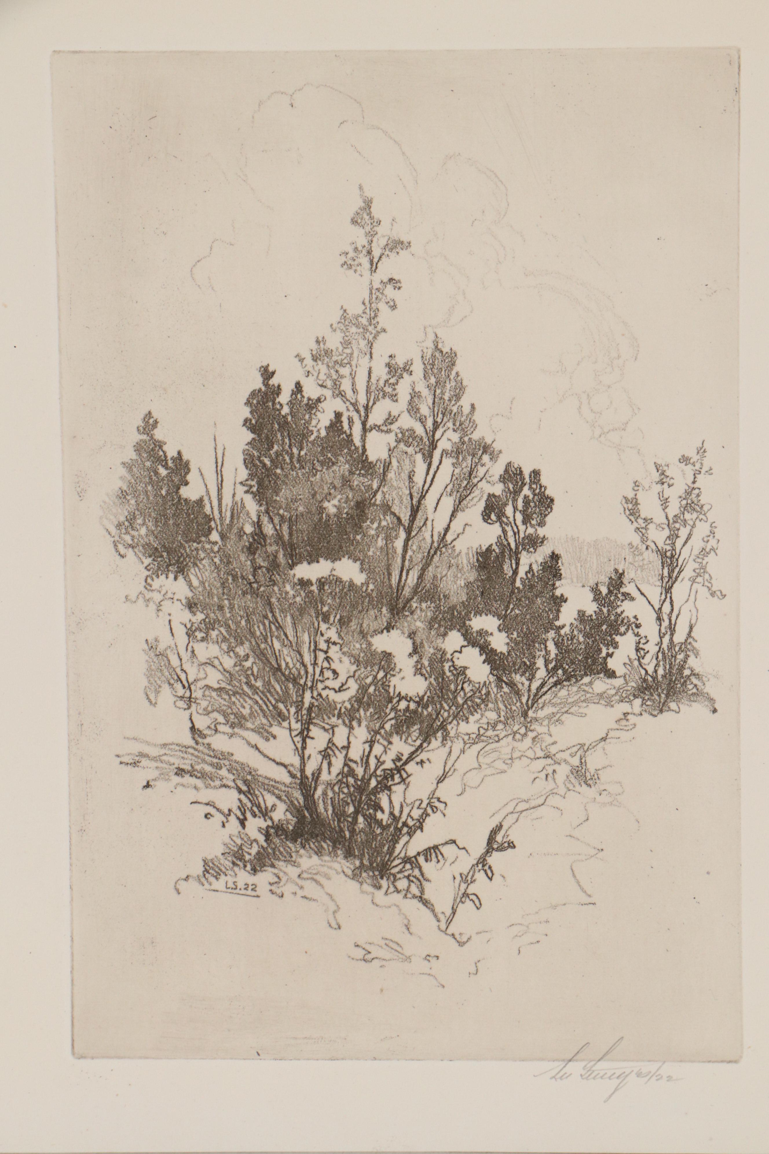 Lee Sturges Landscape Etchings Including "Edge of the Marsh," Early 20th Century