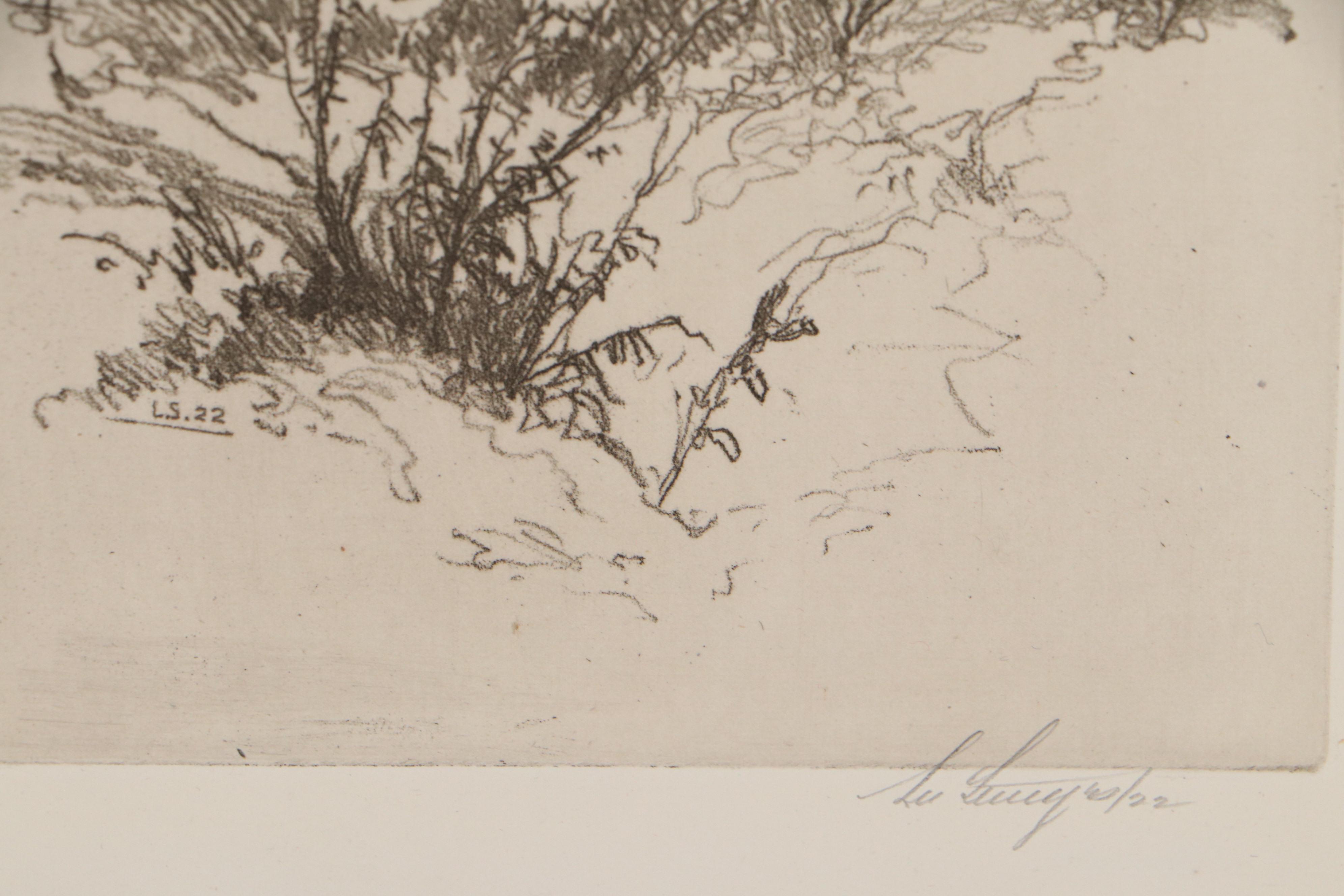 Lee Sturges Landscape Etchings Including "Edge of the Marsh," Early 20th Century