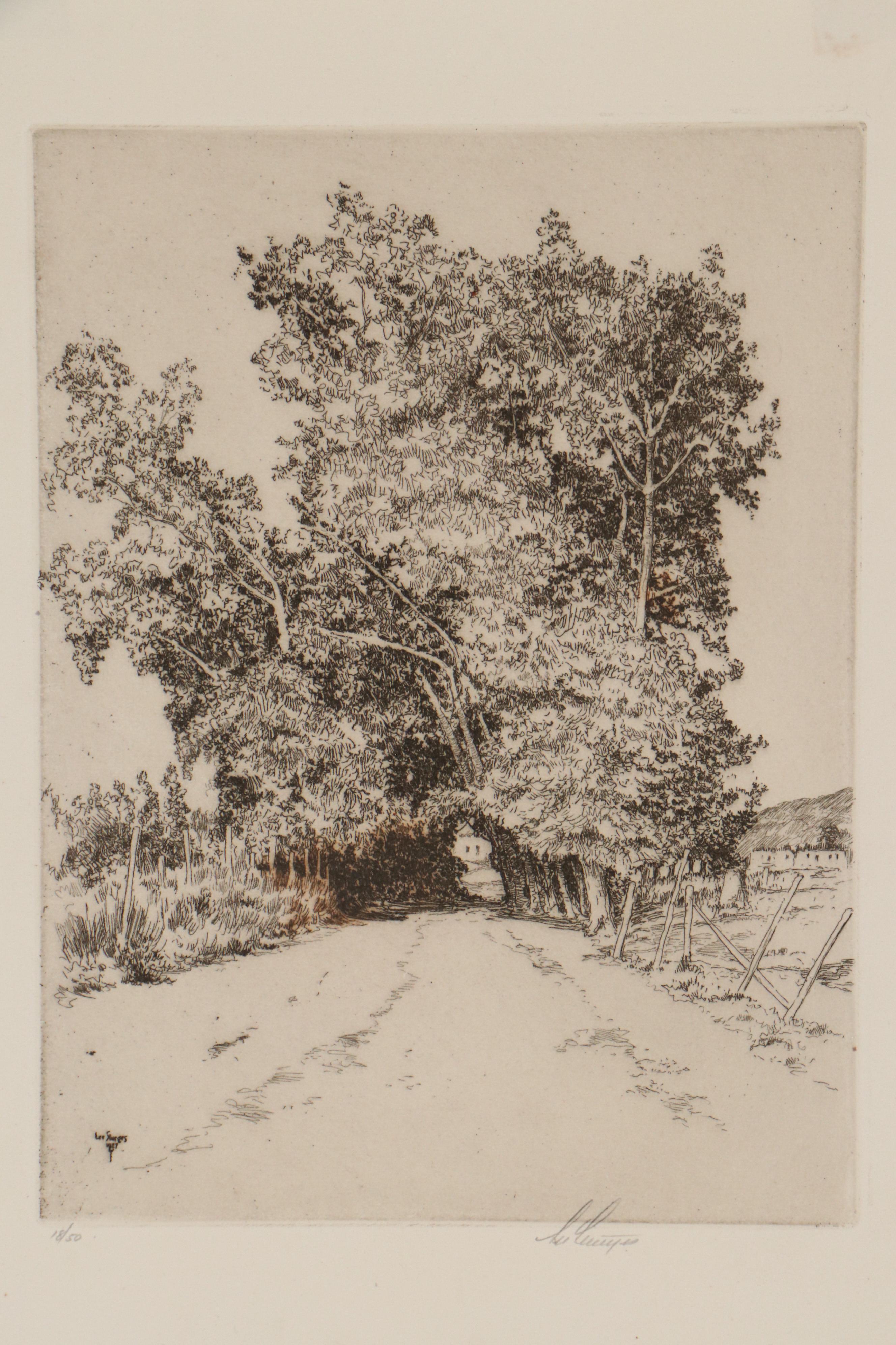 Lee Sturges Landscape Etchings Including "Edge of the Marsh," Early 20th Century