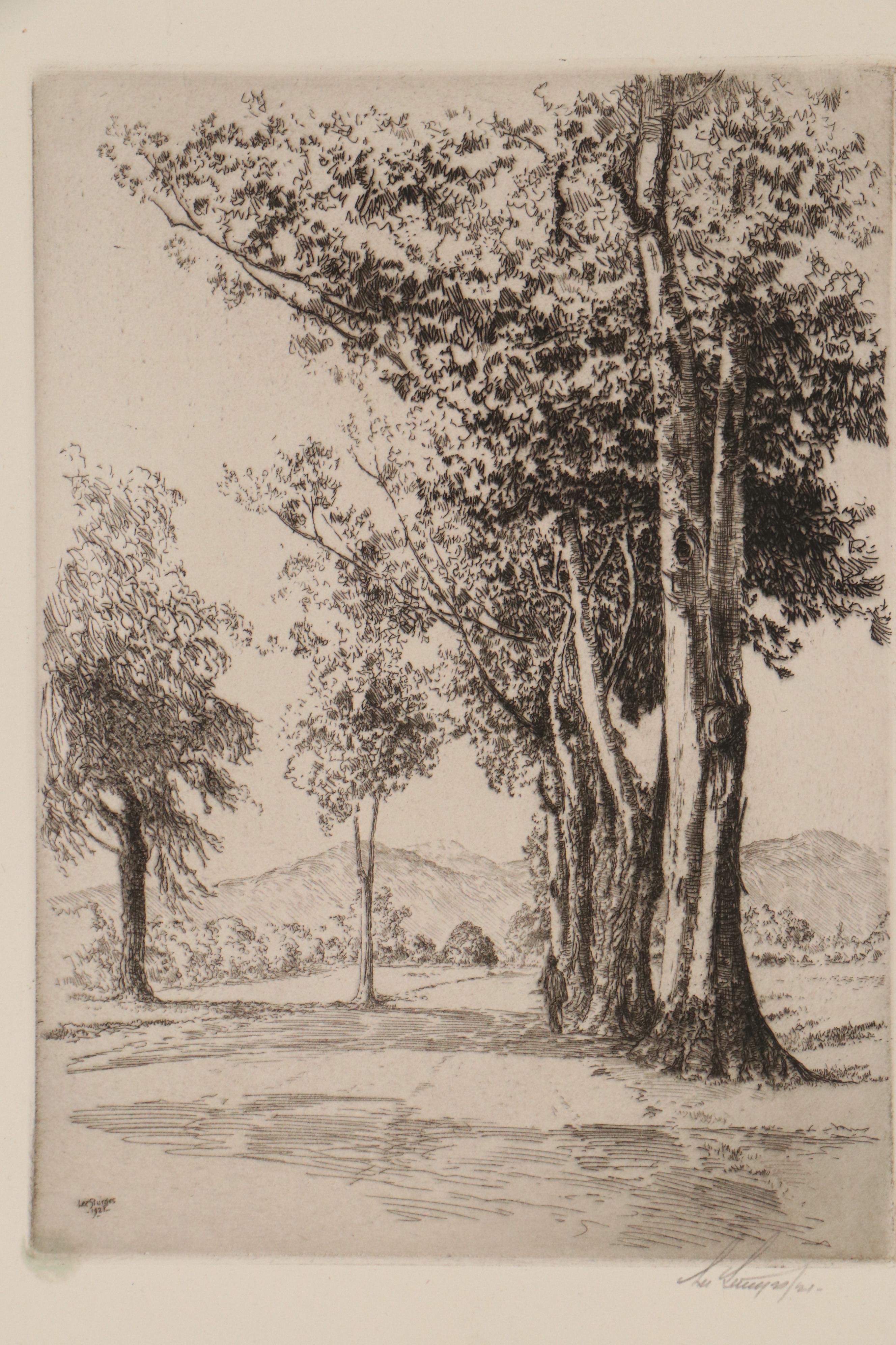 Lee Sturges Landscape Etchings Including "Edge of the Marsh," Early 20th Century