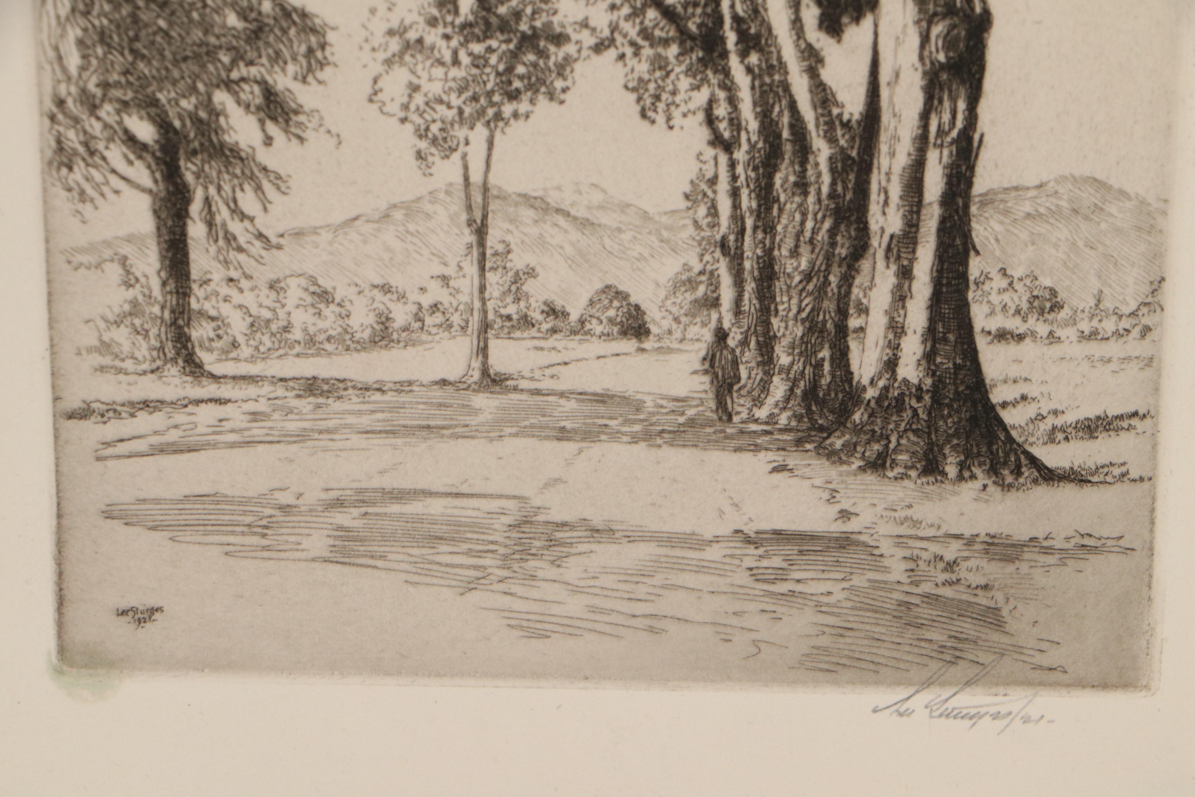 Lee Sturges Landscape Etchings Including "Edge of the Marsh," Early 20th Century