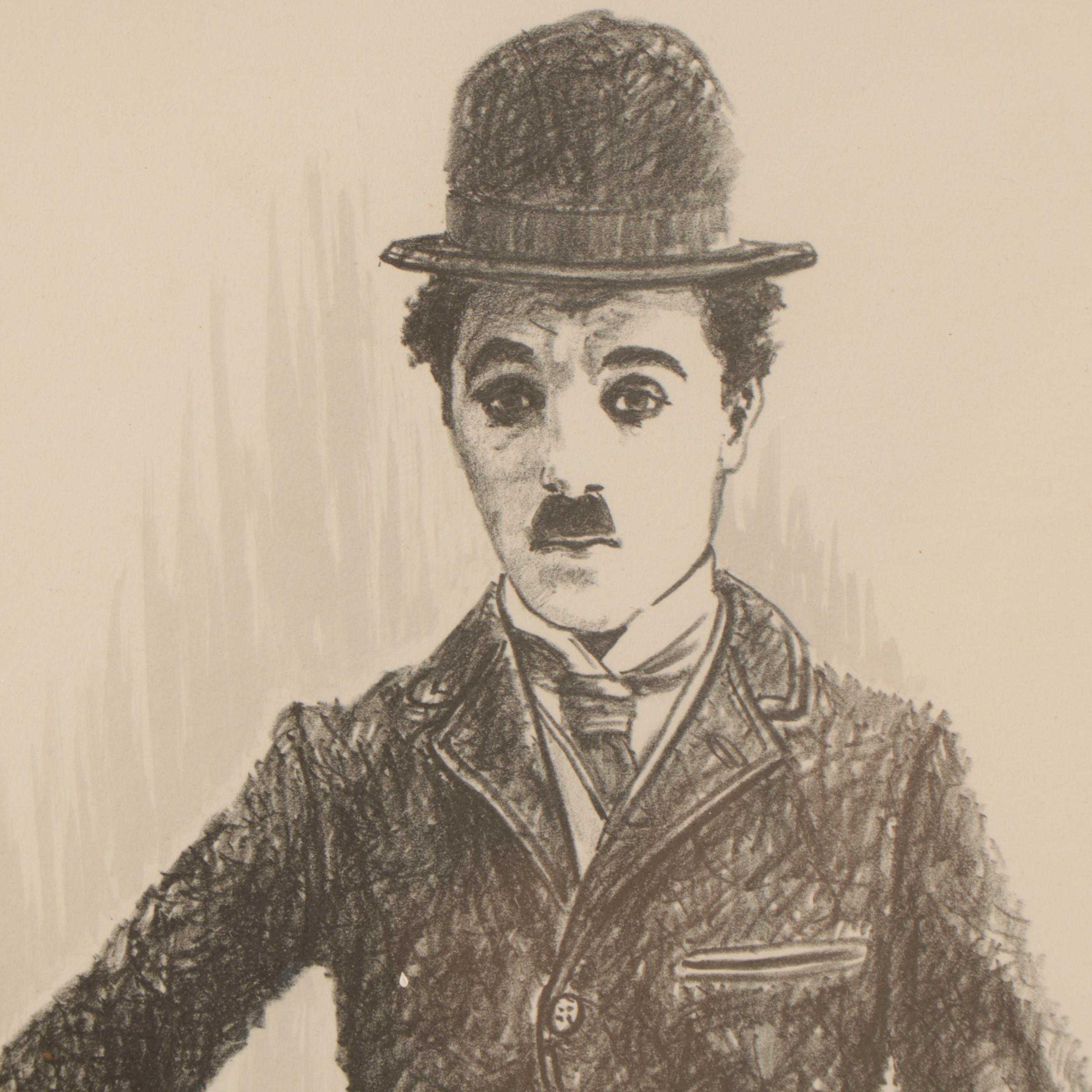 Glen Fortune Banse Lithograph of Charlie Chaplin, Late 20th Century