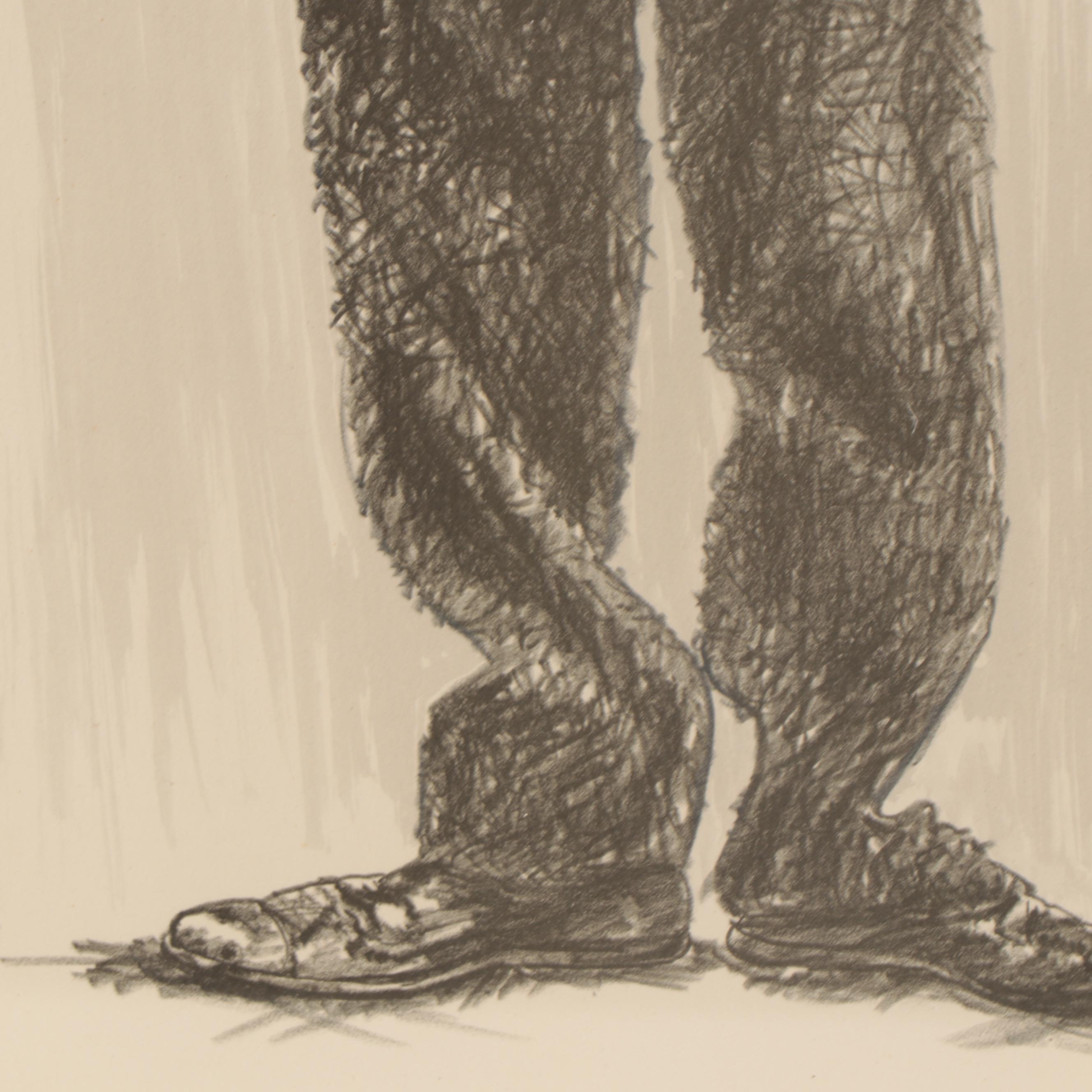 Glen Fortune Banse Lithograph of Charlie Chaplin, Late 20th Century