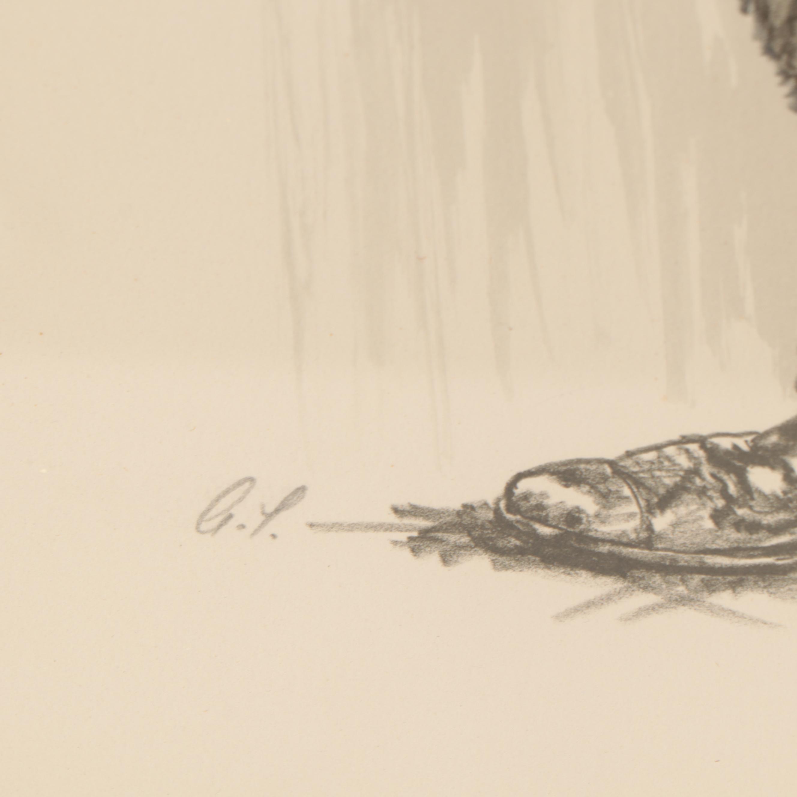 Glen Fortune Banse Lithograph of Charlie Chaplin, Late 20th Century