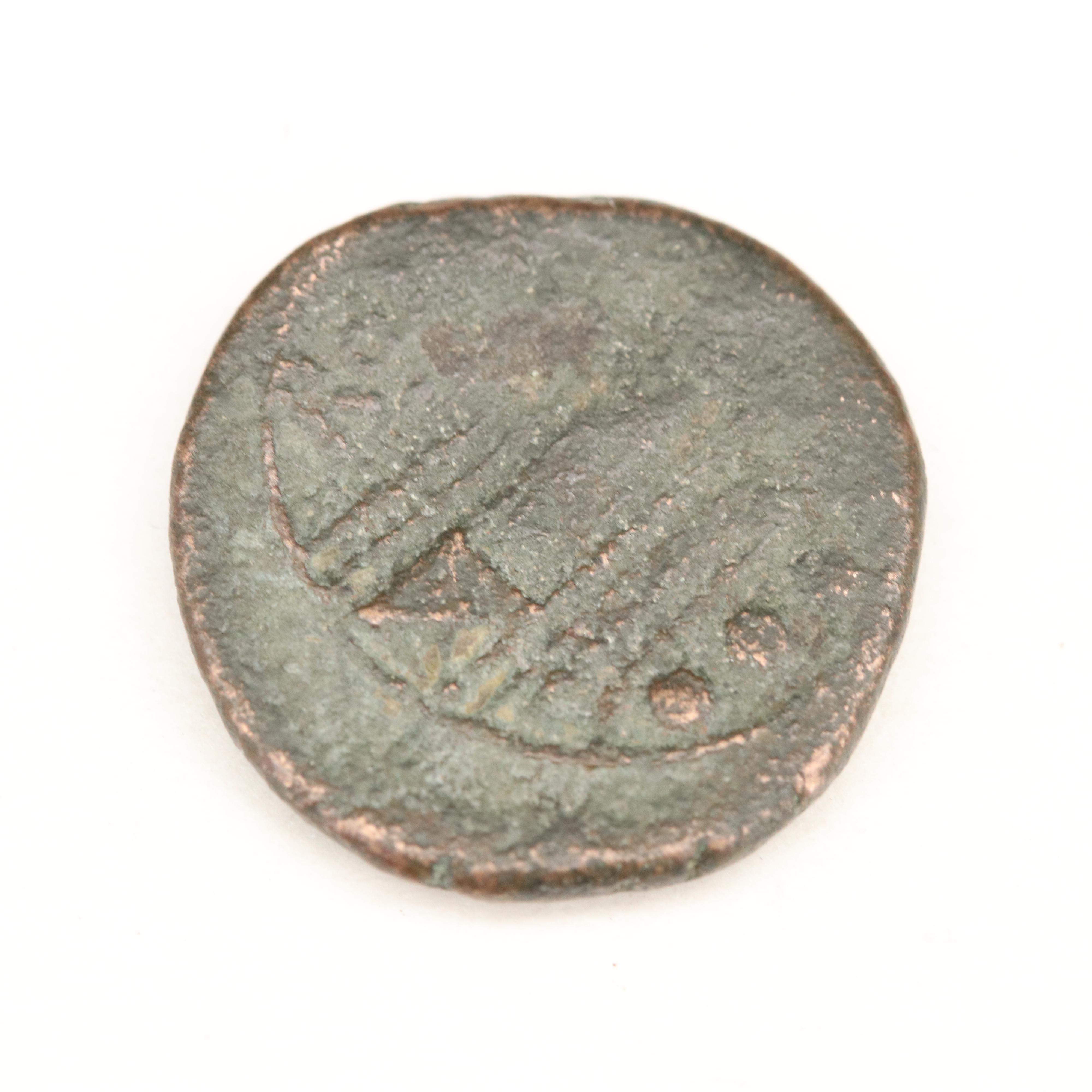 Ancient Roman Republic AE Triens Coin, ca. 215 BC