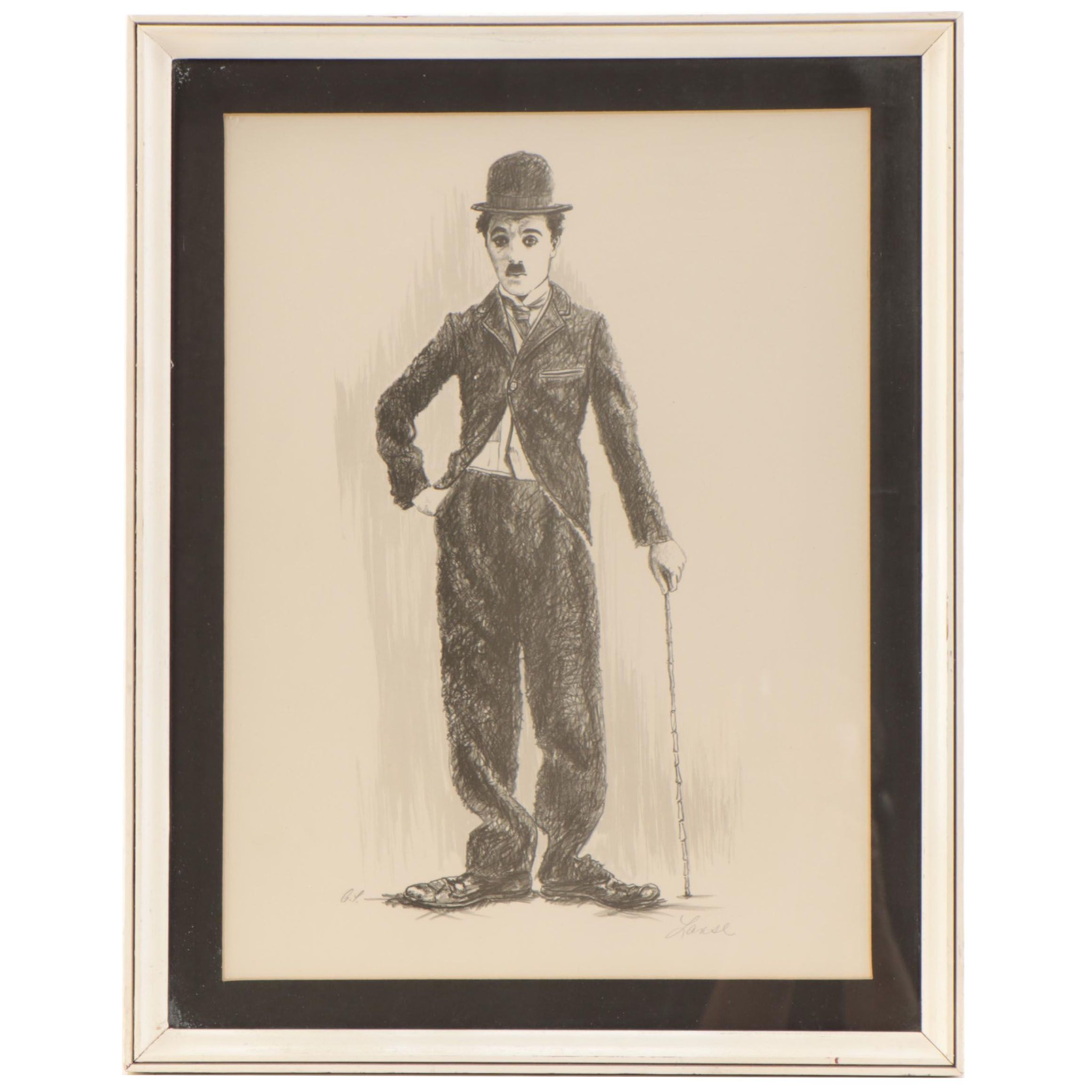 Glen Fortune Banse Lithograph of Charlie Chaplin, Late 20th Century