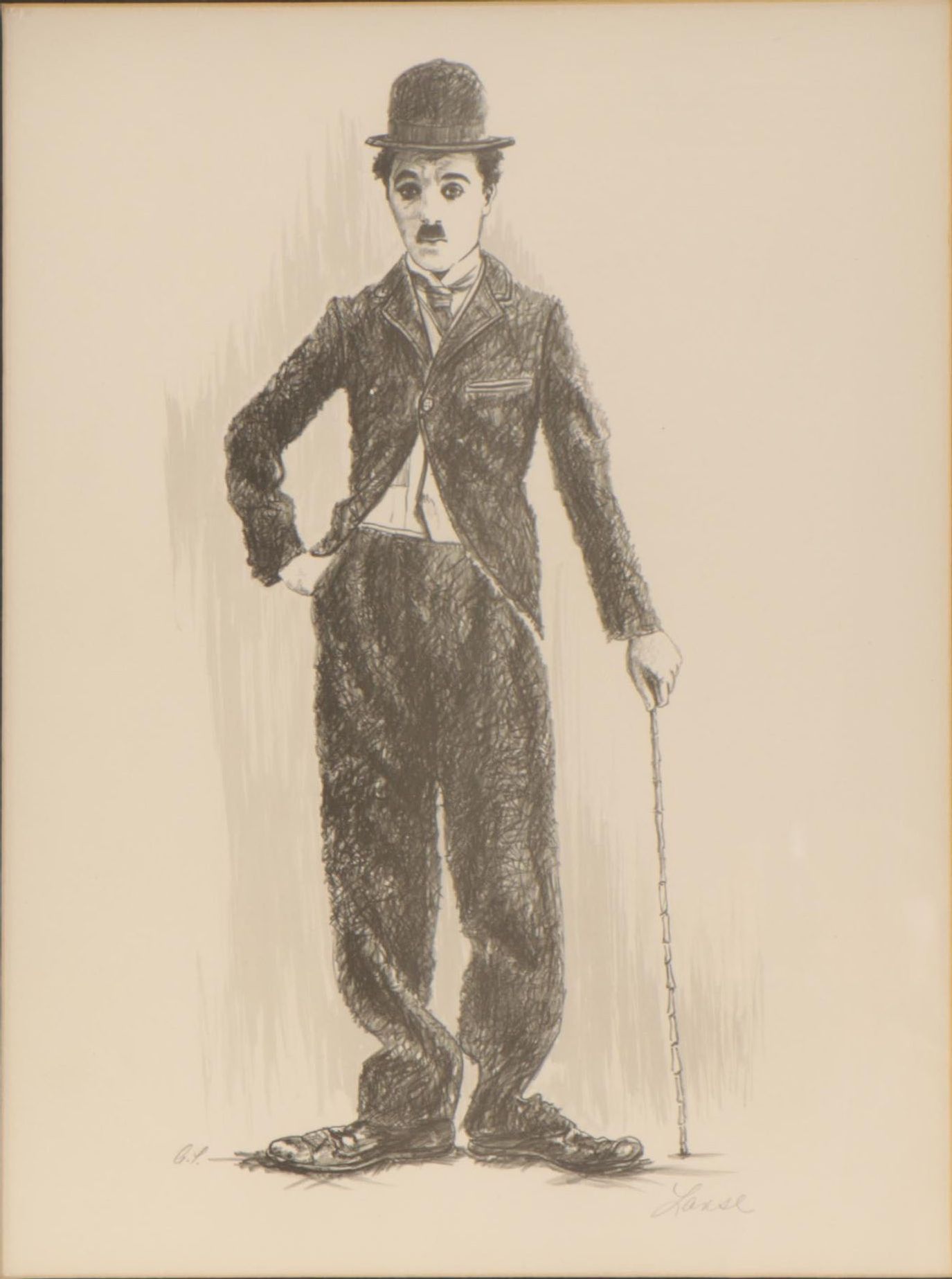 Glen Fortune Banse Lithograph of Charlie Chaplin, Late 20th Century