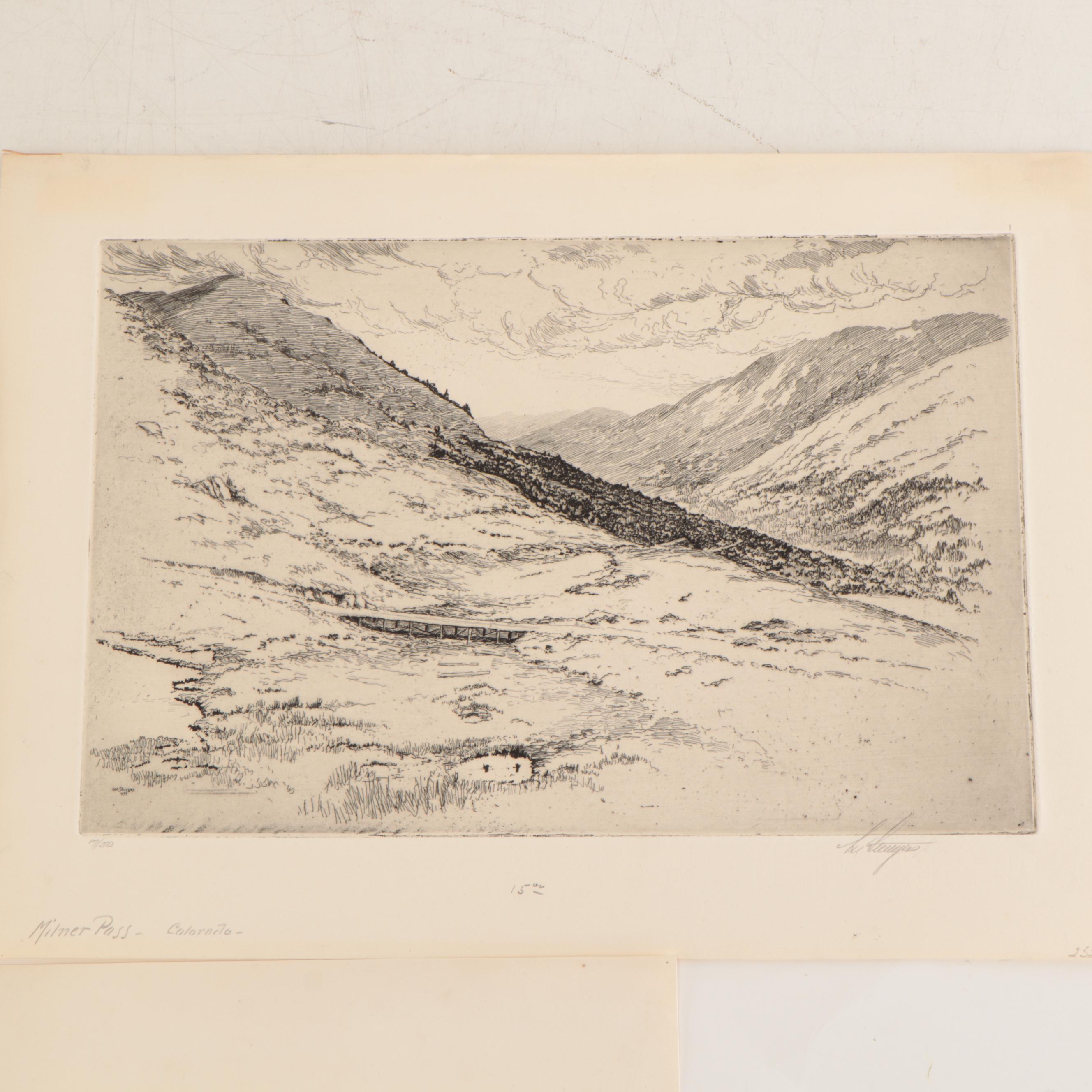 Lee Sturges Mountain Landscape Etchings, Circa 1920