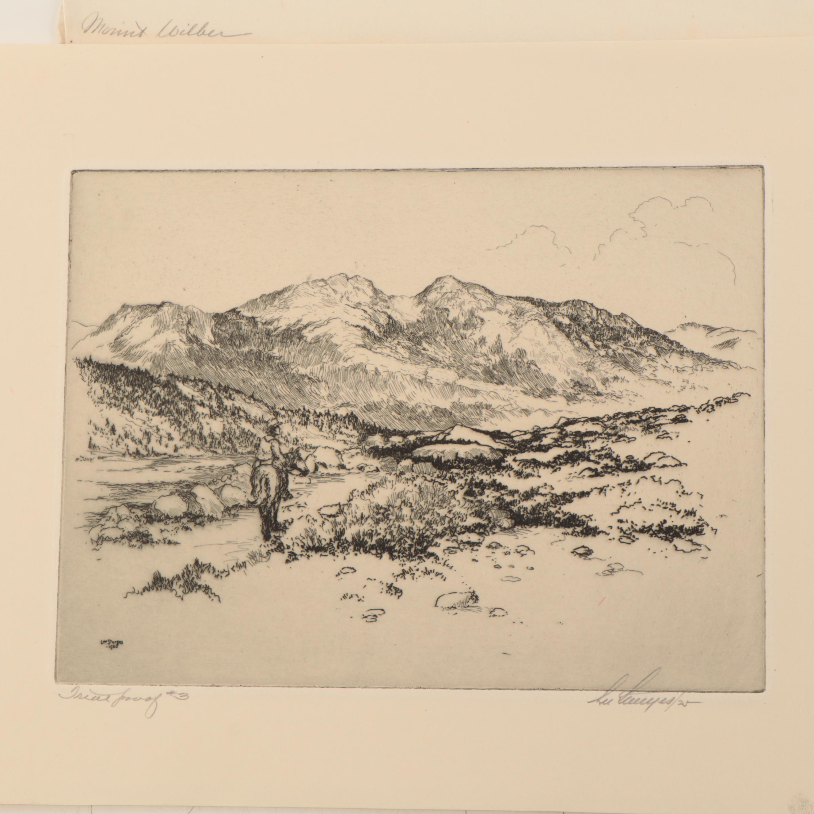 Lee Sturges Mountain Landscape Etchings, Circa 1920