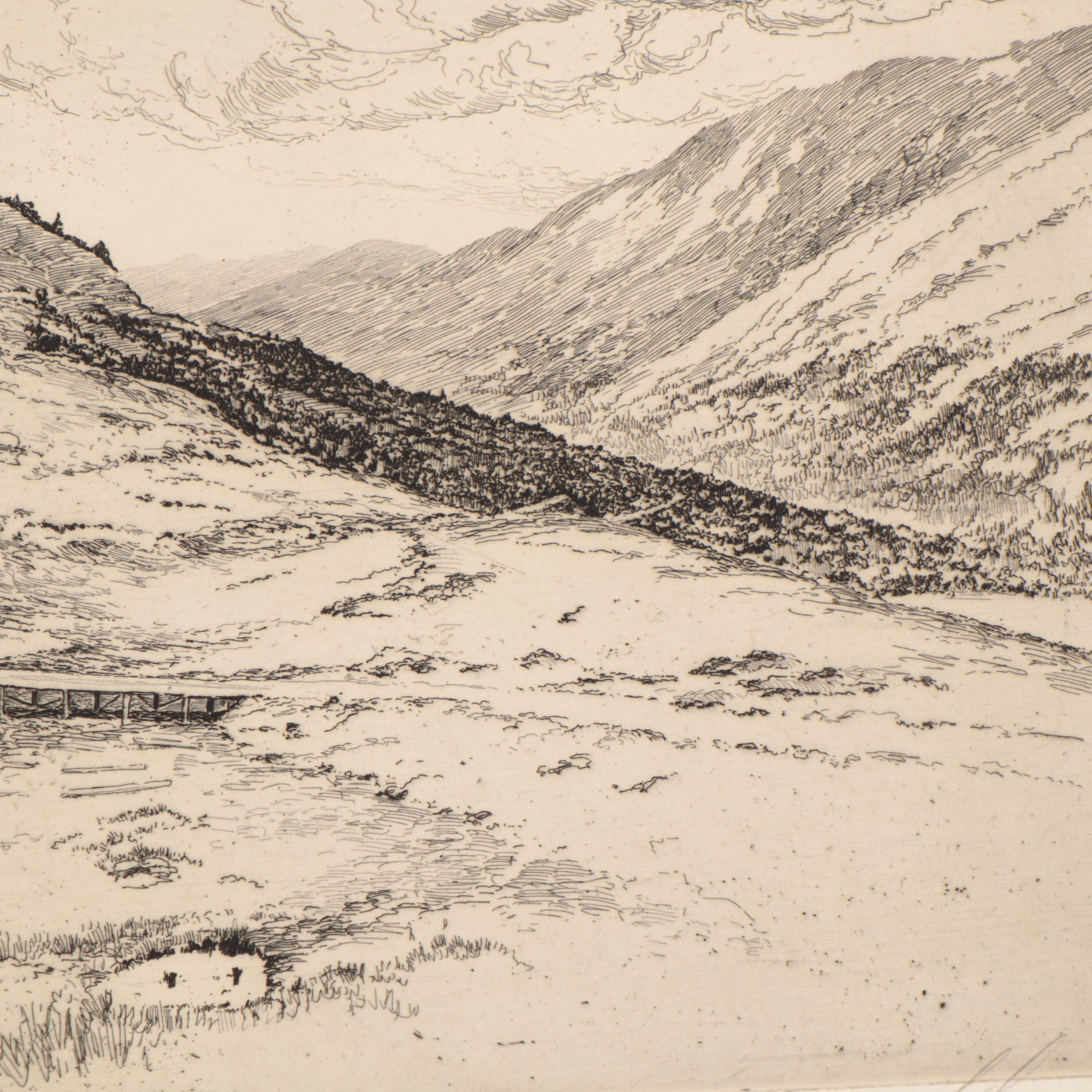 Lee Sturges Mountain Landscape Etchings, Circa 1920