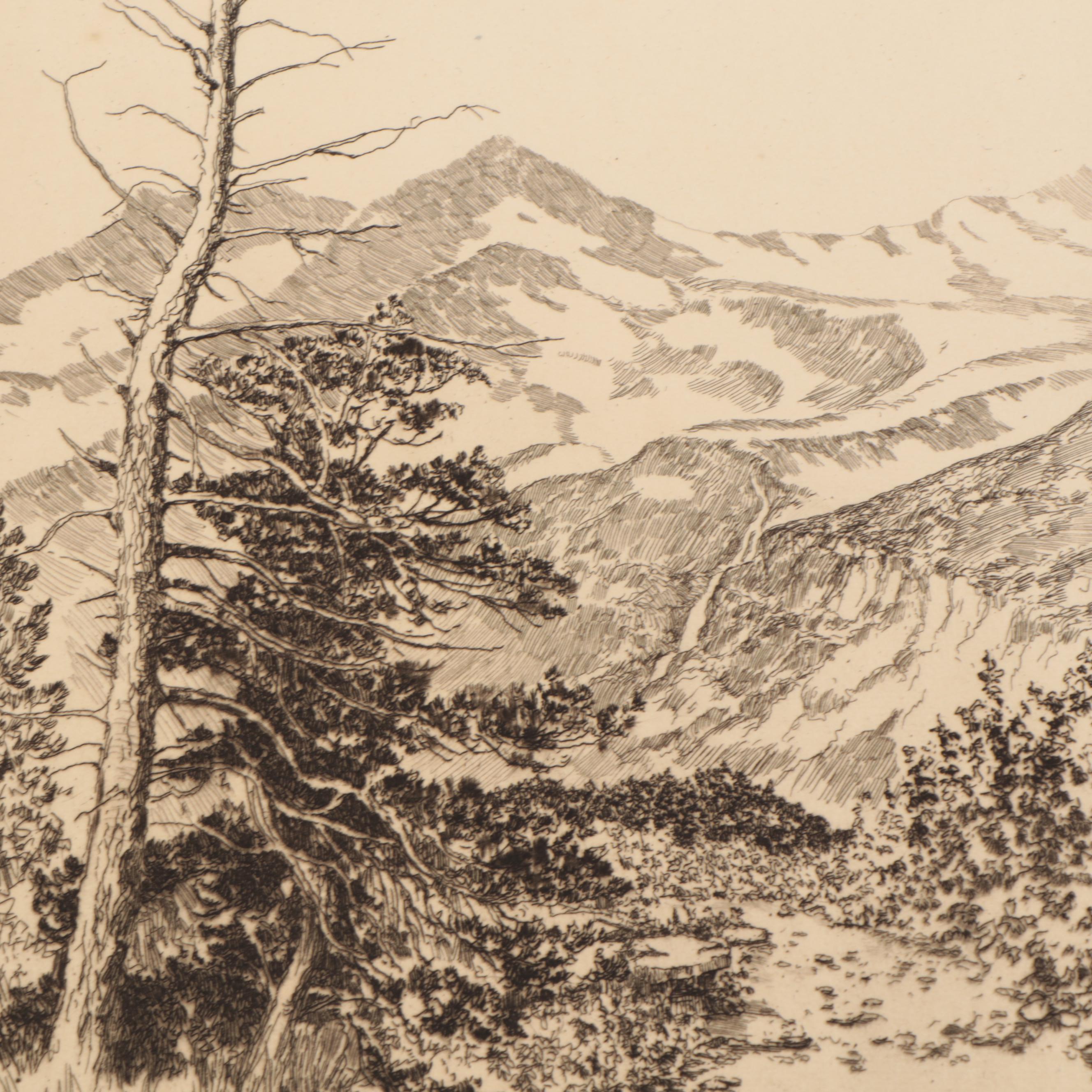 Lee Sturges Mountain Landscape Etchings, Circa 1920