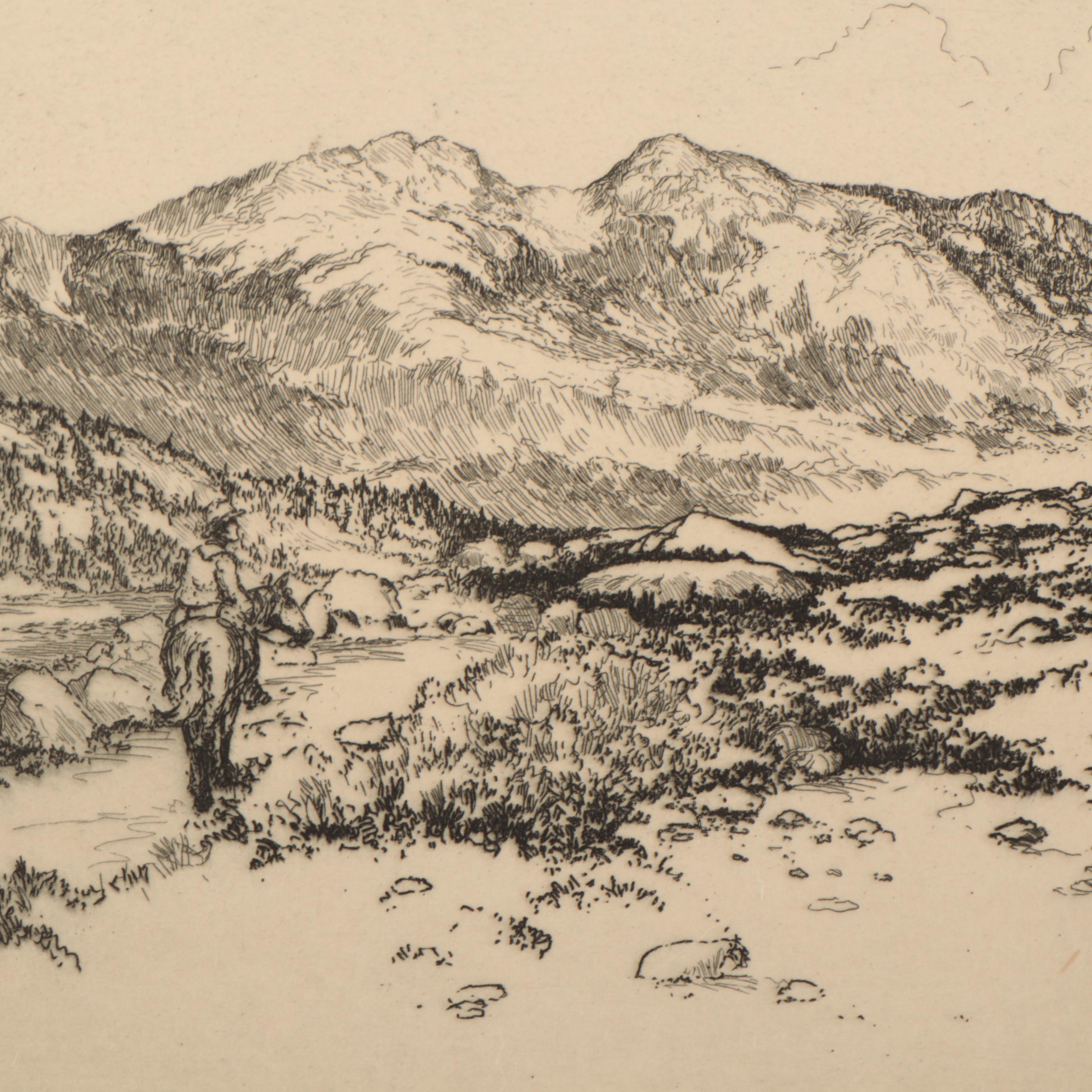 Lee Sturges Mountain Landscape Etchings, Circa 1920