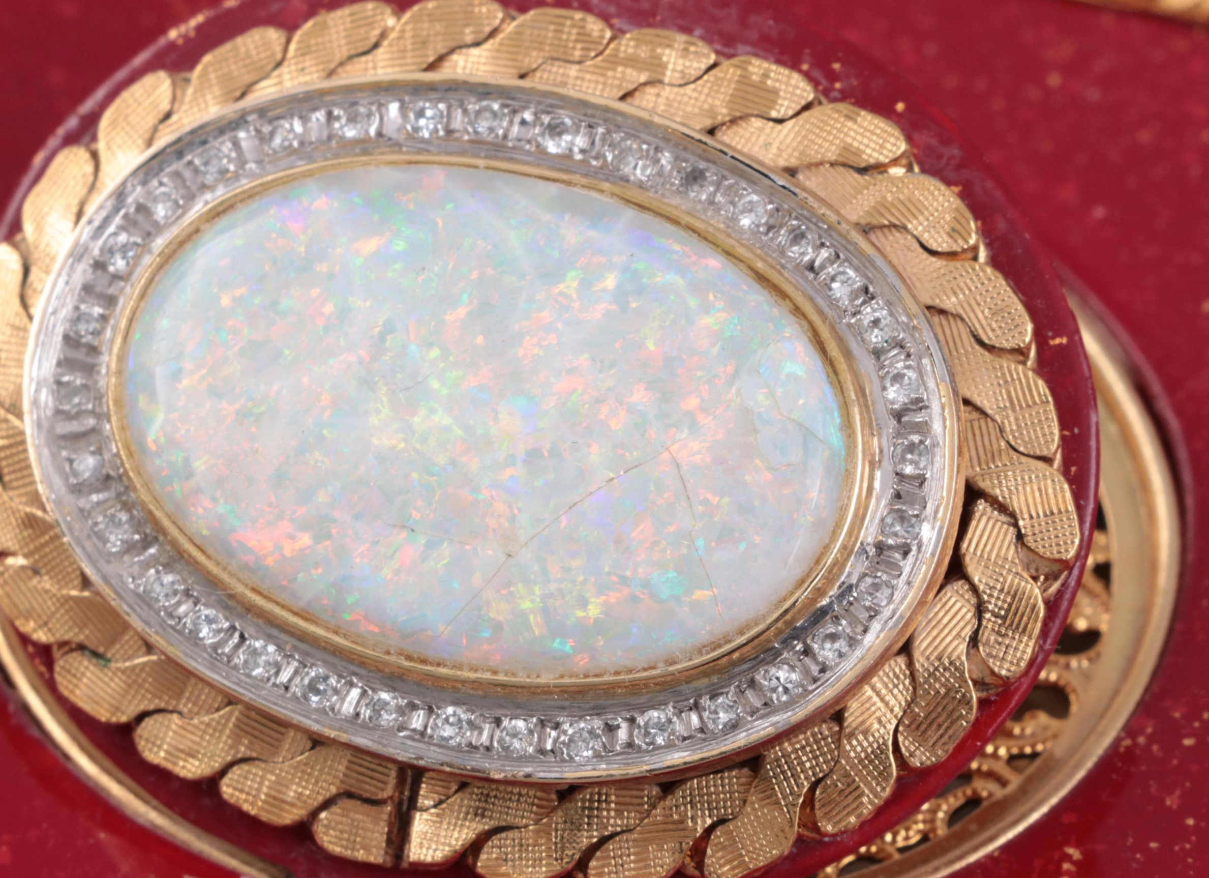 Reuge Automaton Singing Bird Music Box with 10K Gold, Opal and Diamond Accents