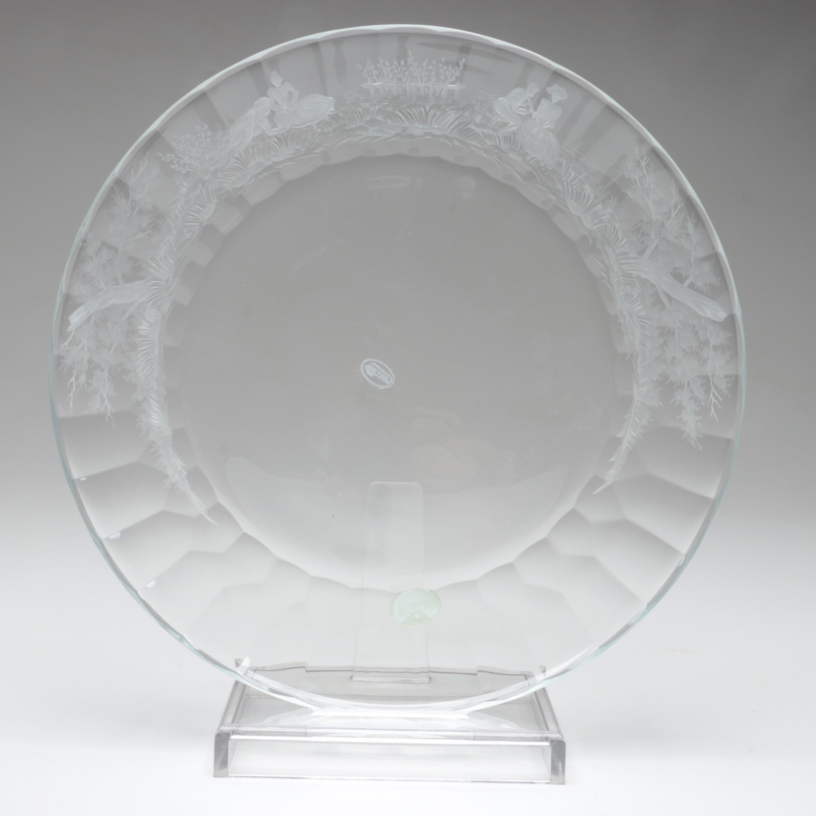Moser "Maria Theresa" Cut and Engraved Czech Crystal Plates, Late 20th Century