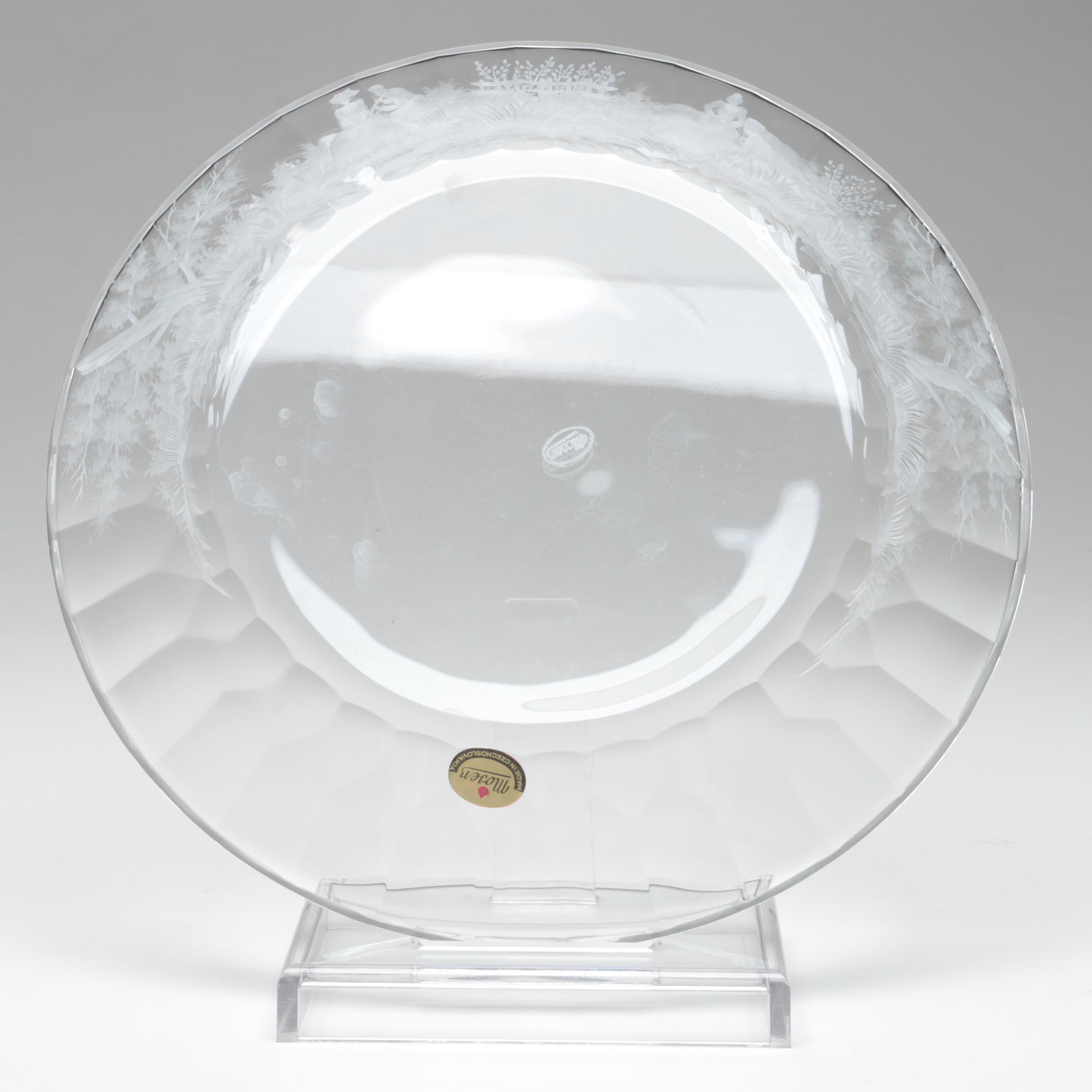 Moser "Maria Theresa" Cut and Engraved Czech Crystal Plates, Late 20th Century