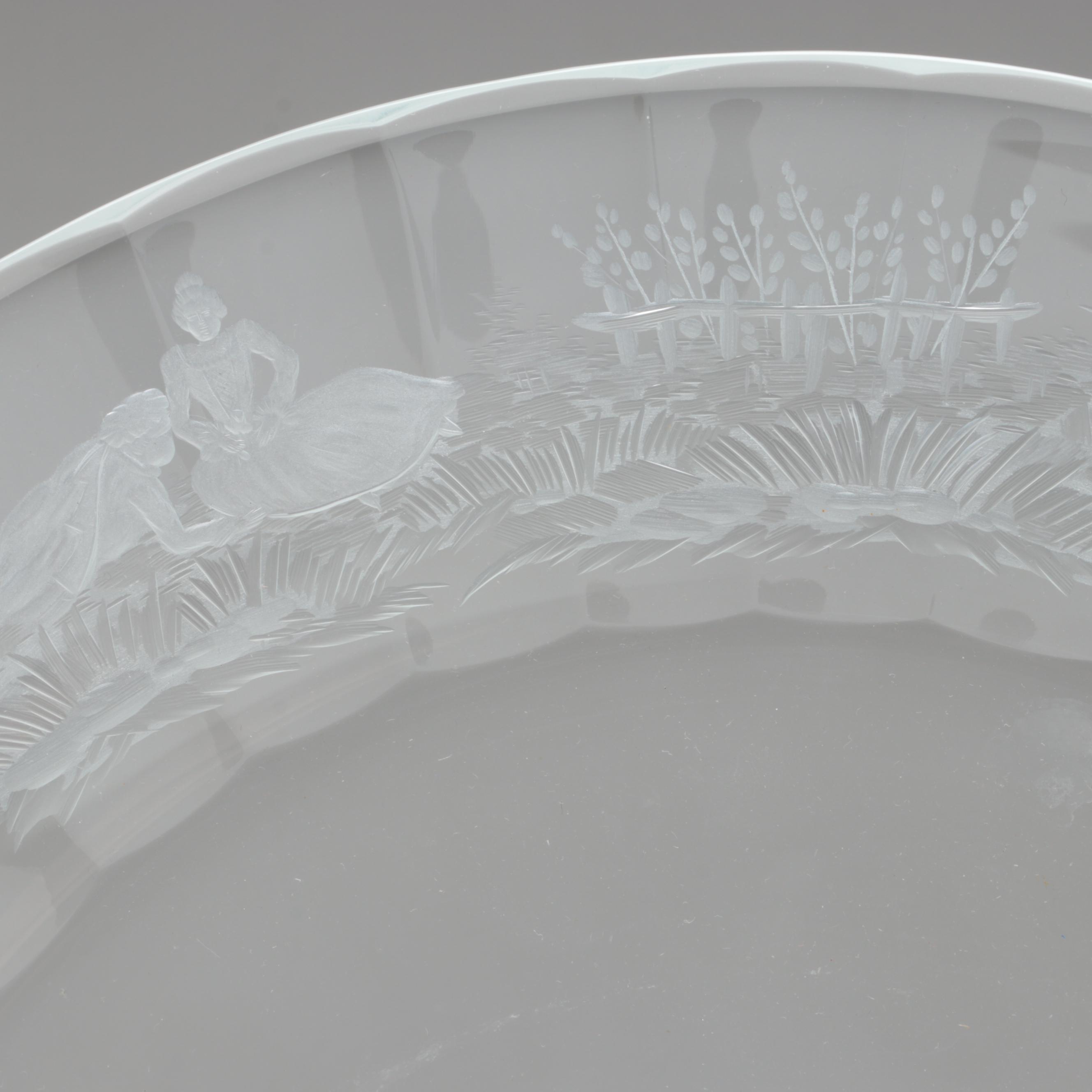 Moser "Maria Theresa" Cut and Engraved Czech Crystal Plates, Late 20th Century