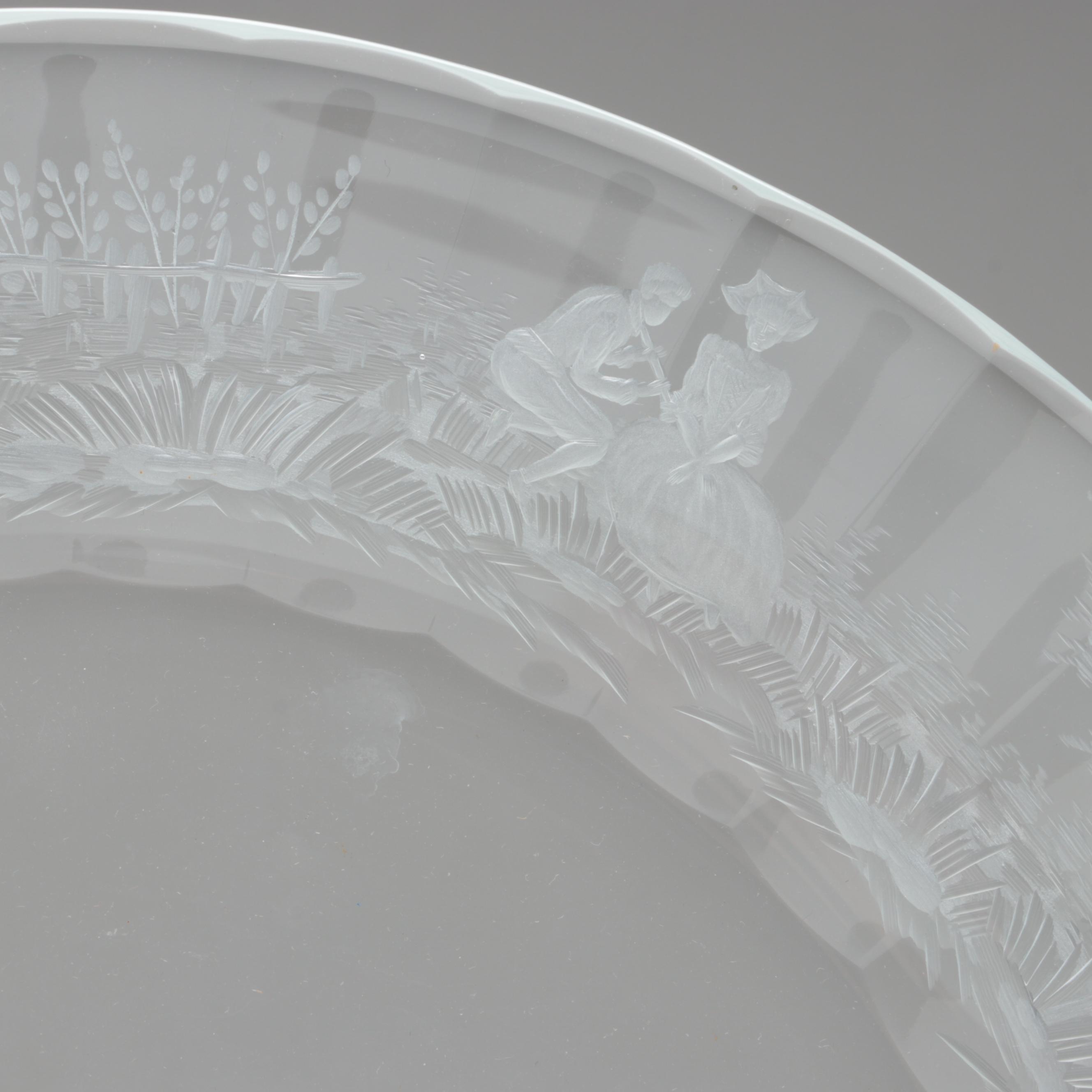 Moser "Maria Theresa" Cut and Engraved Czech Crystal Plates, Late 20th Century