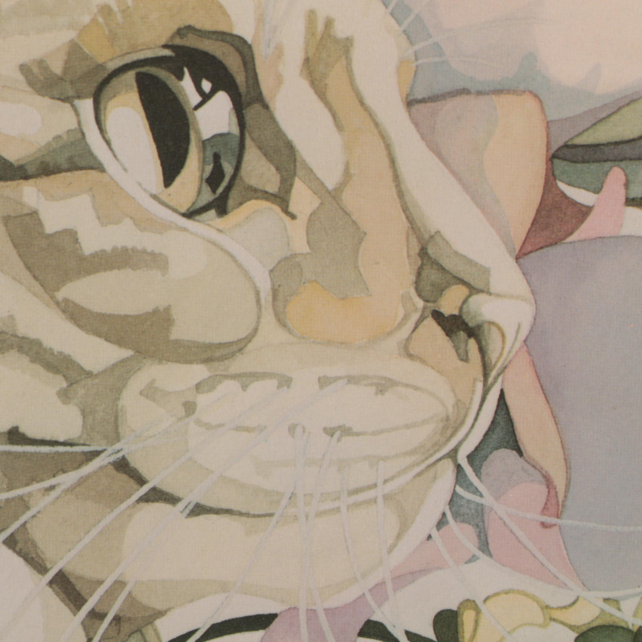 Offset Lithograph After Julie Shearer of Floral Cat, Late 20th Century