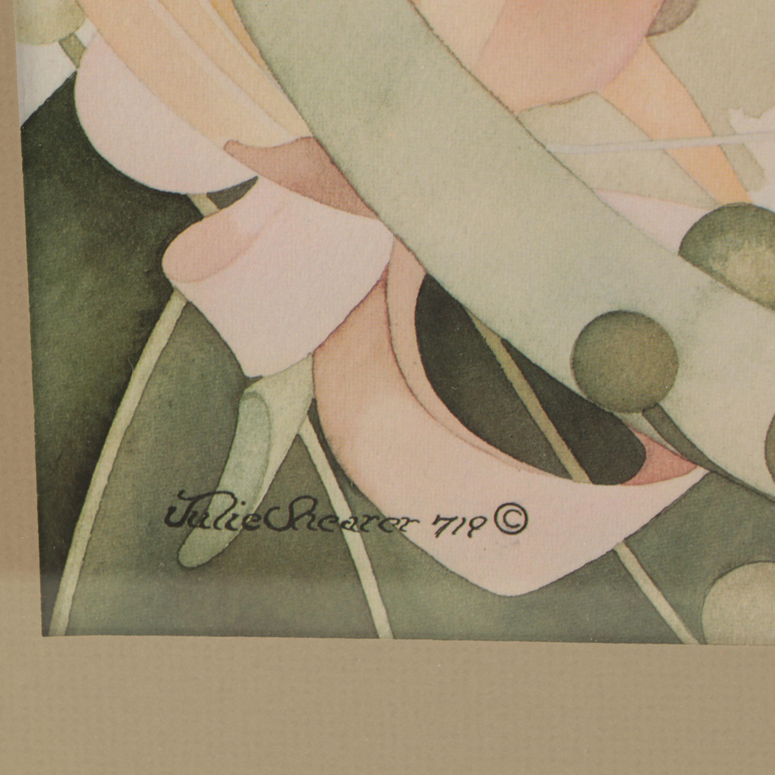 Offset Lithograph After Julie Shearer of Floral Cat, Late 20th Century