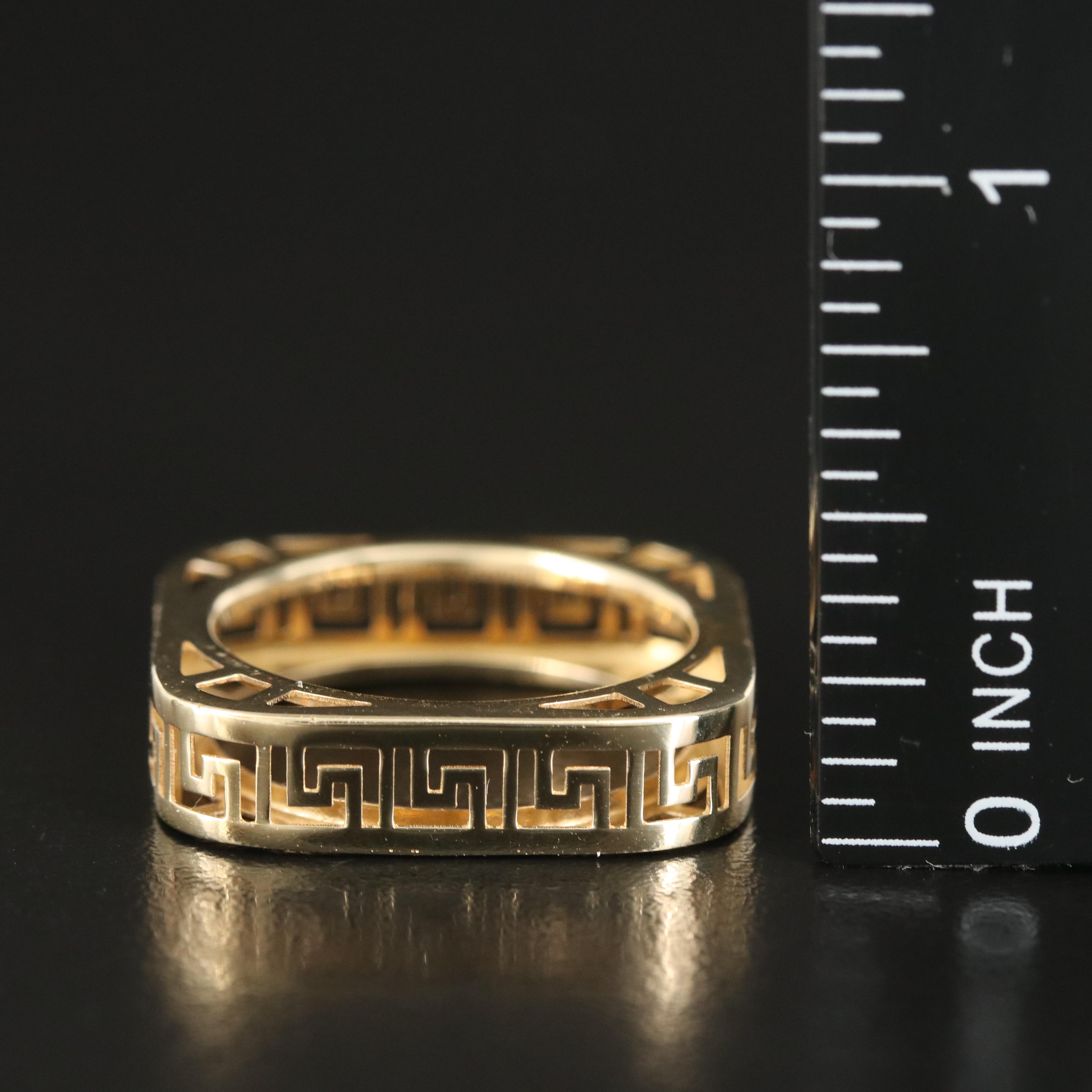 14K Greek Key Square Ring