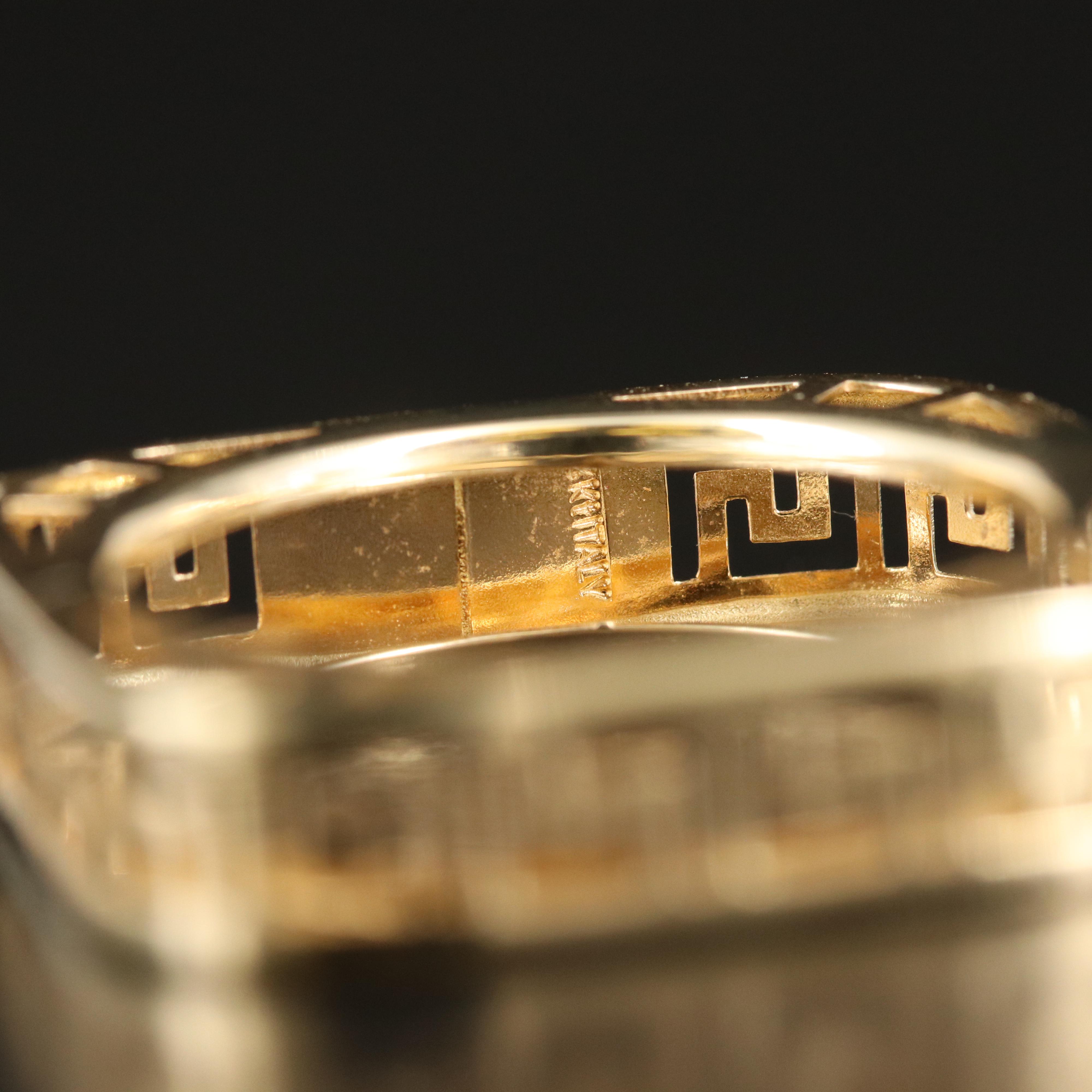14K Greek Key Square Ring