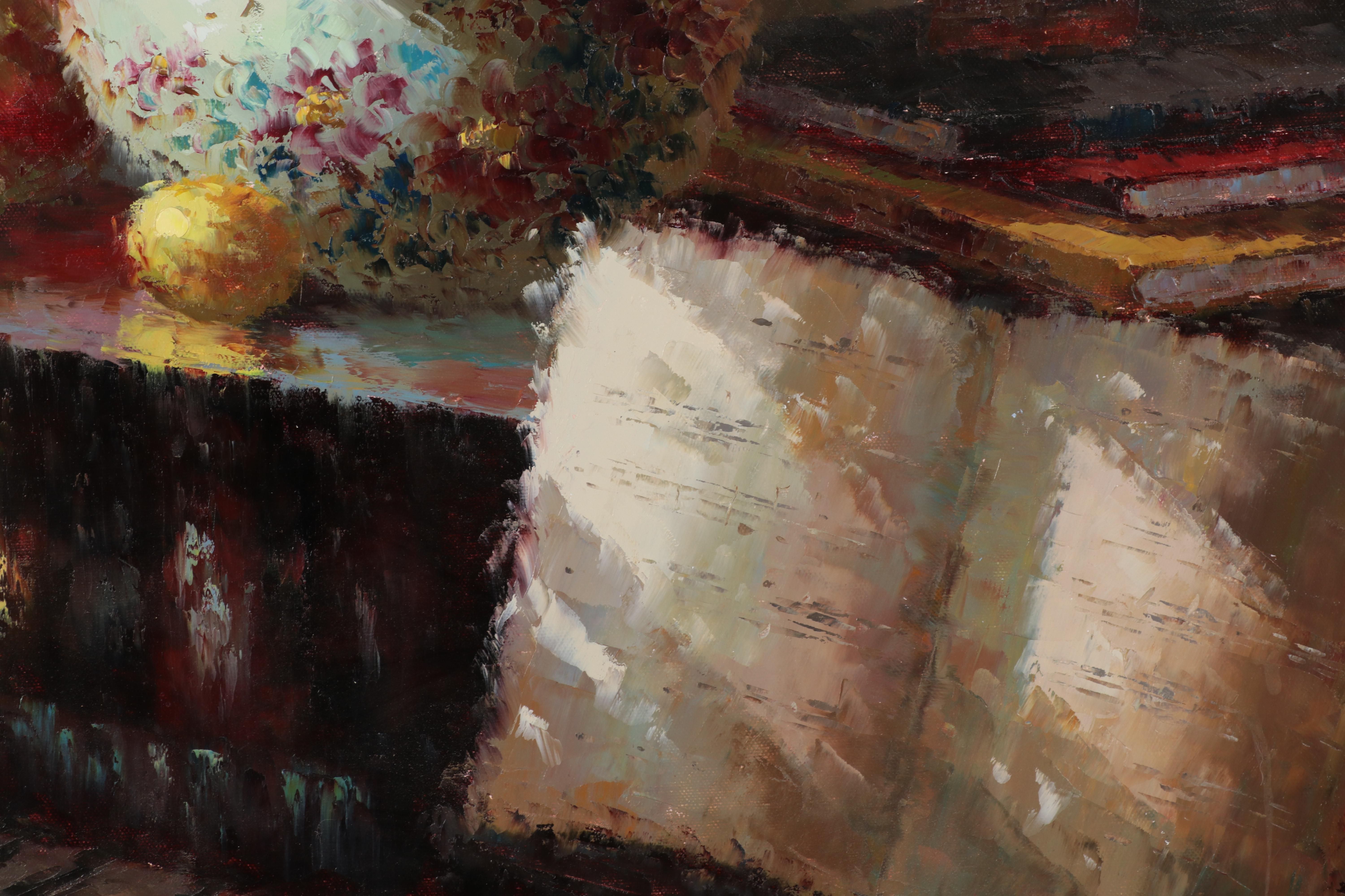 Impressionist Style Oil Painting With Piano