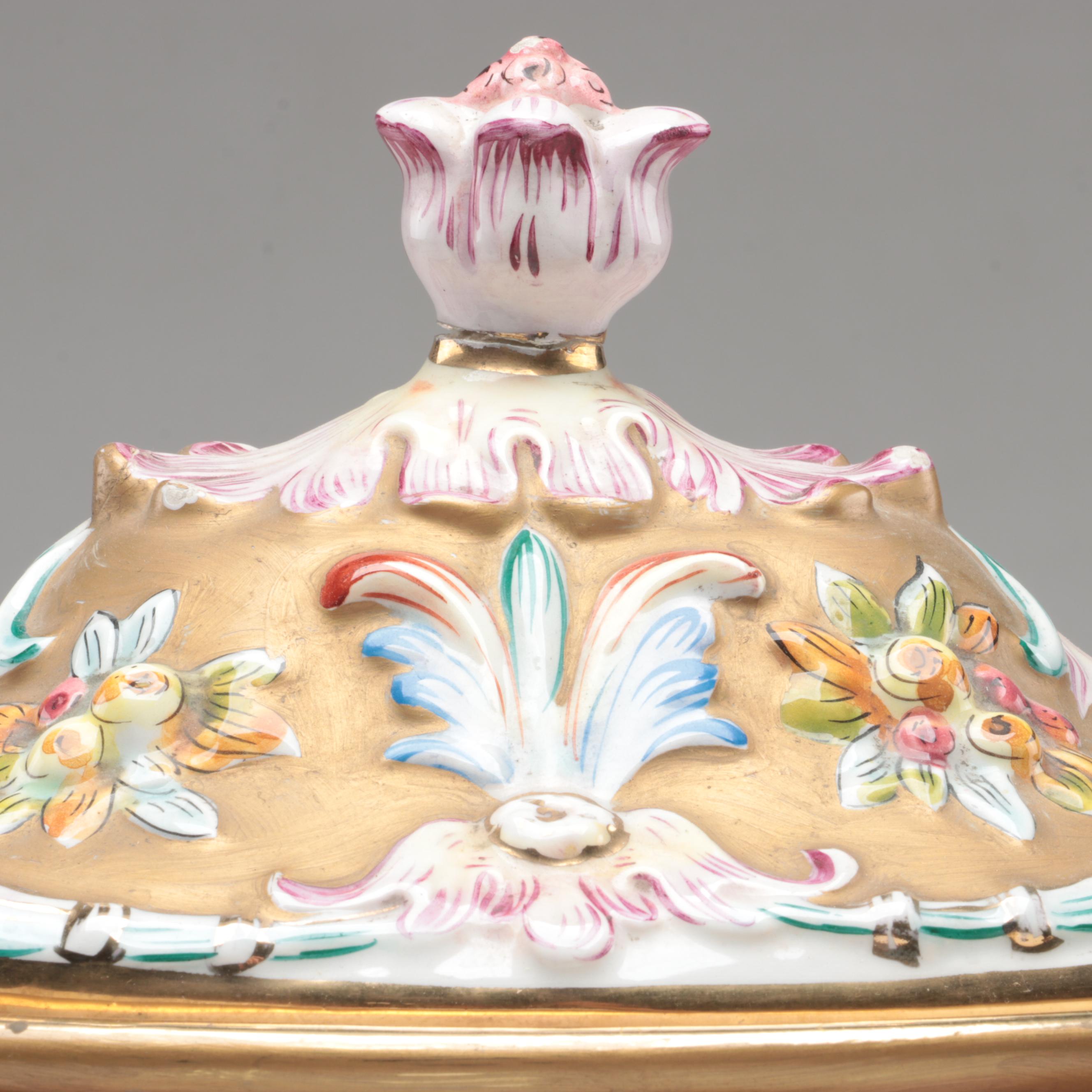 G.B.R. Capodimonte Porcelain Covered Tureen, Mid to Late 20th Century