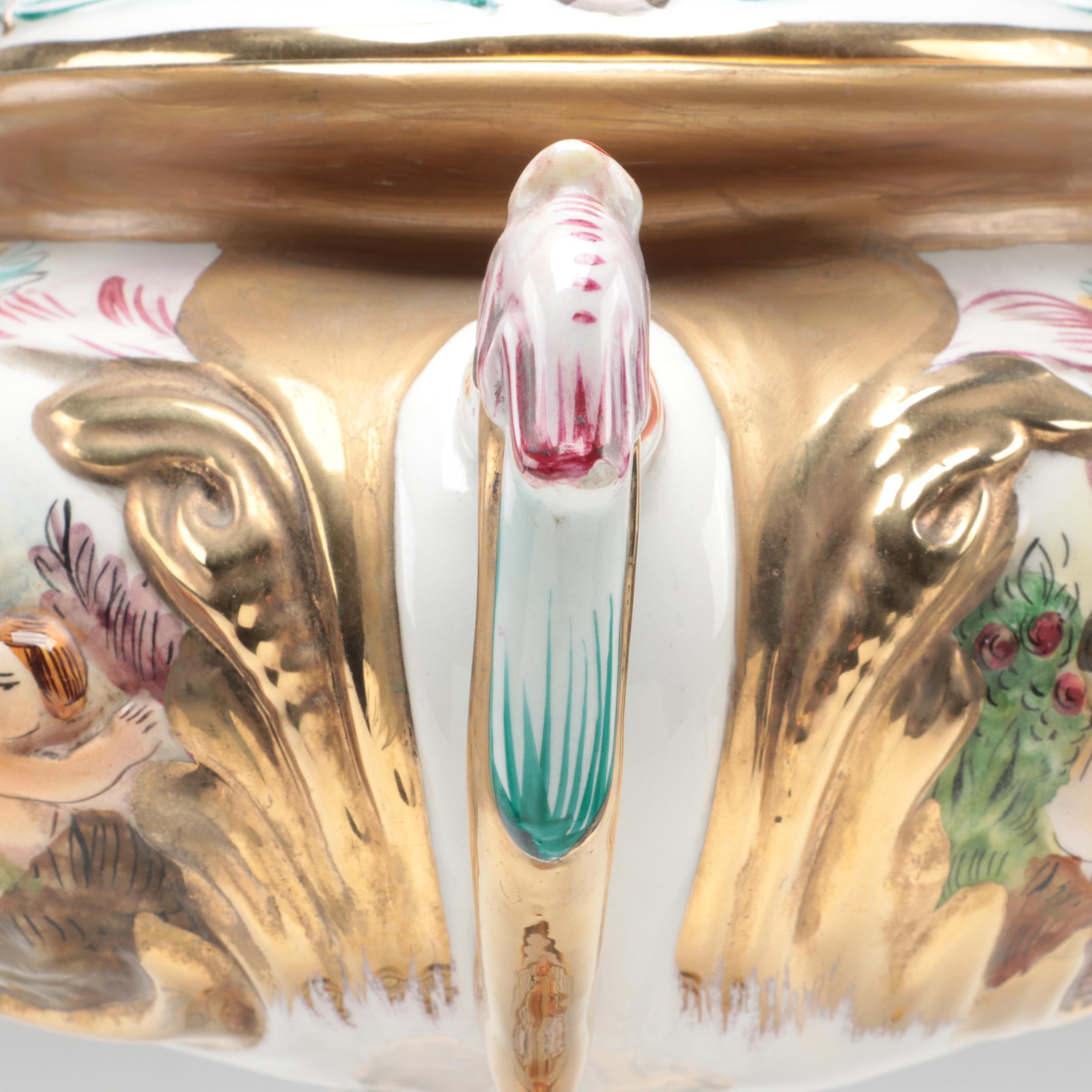 G.B.R. Capodimonte Porcelain Covered Tureen, Mid to Late 20th Century